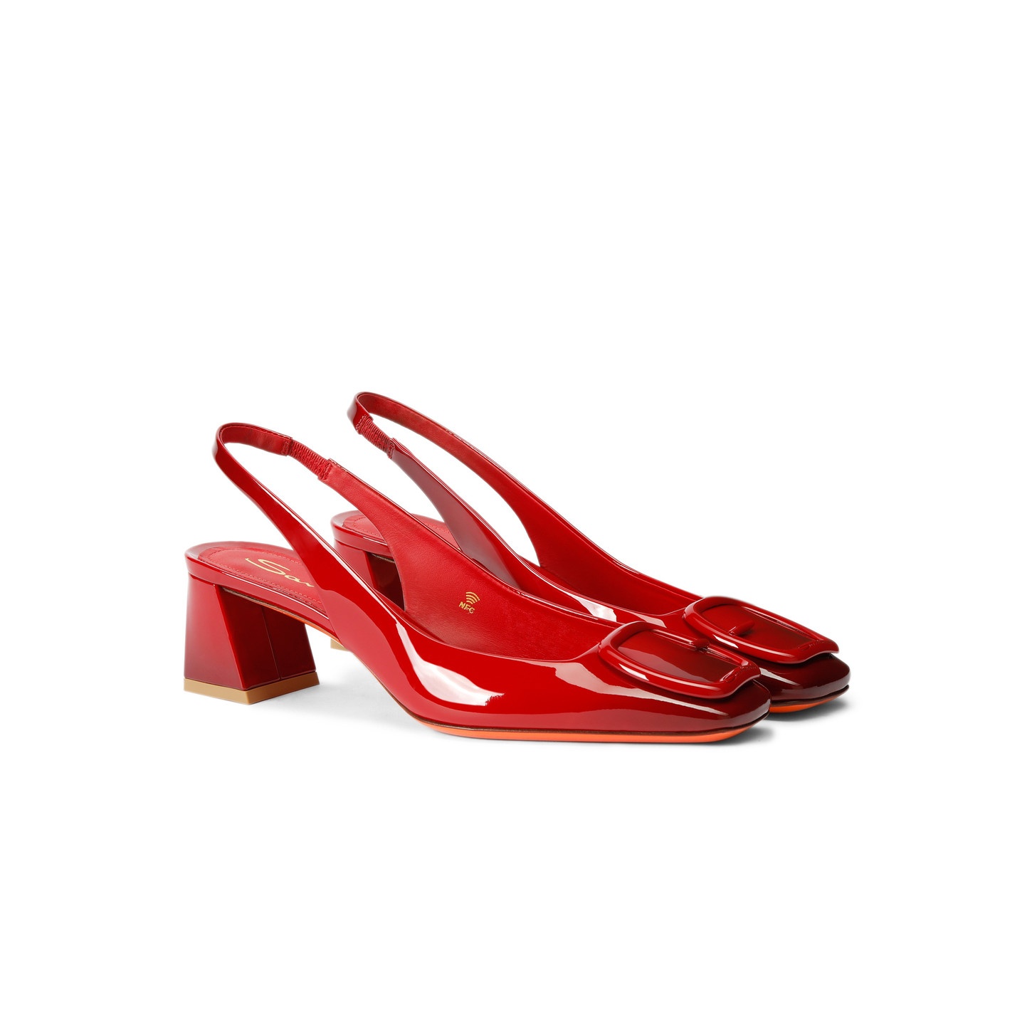 Women's red patent leather mid-heel slingback - 2