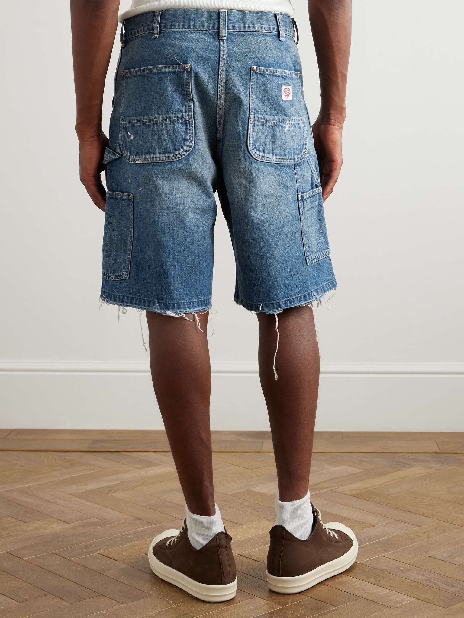 Straight-Leg Distressed Denim Shorts - 4