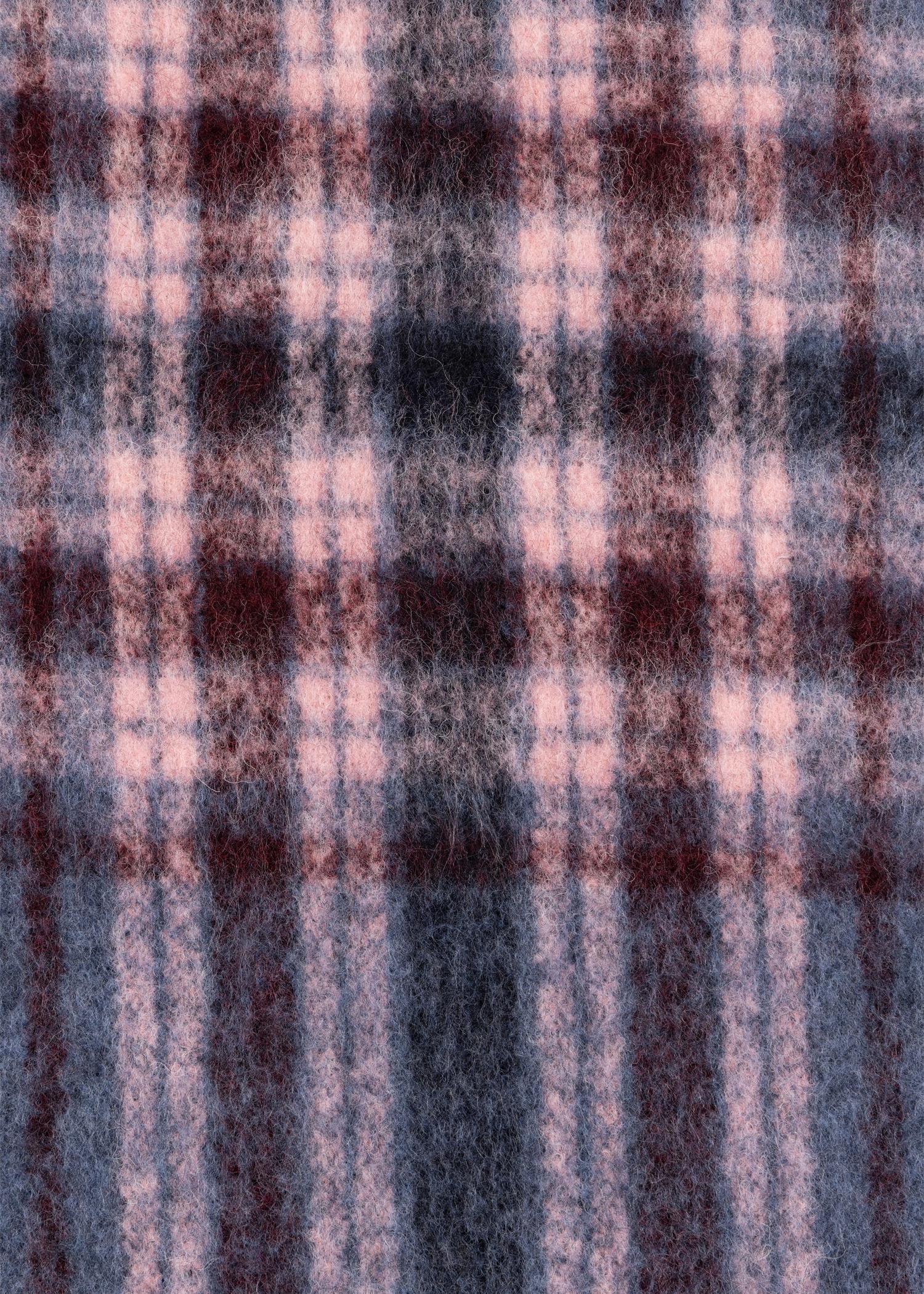 Women's Blue And Pink Check Wool-Blend Scarf - 3