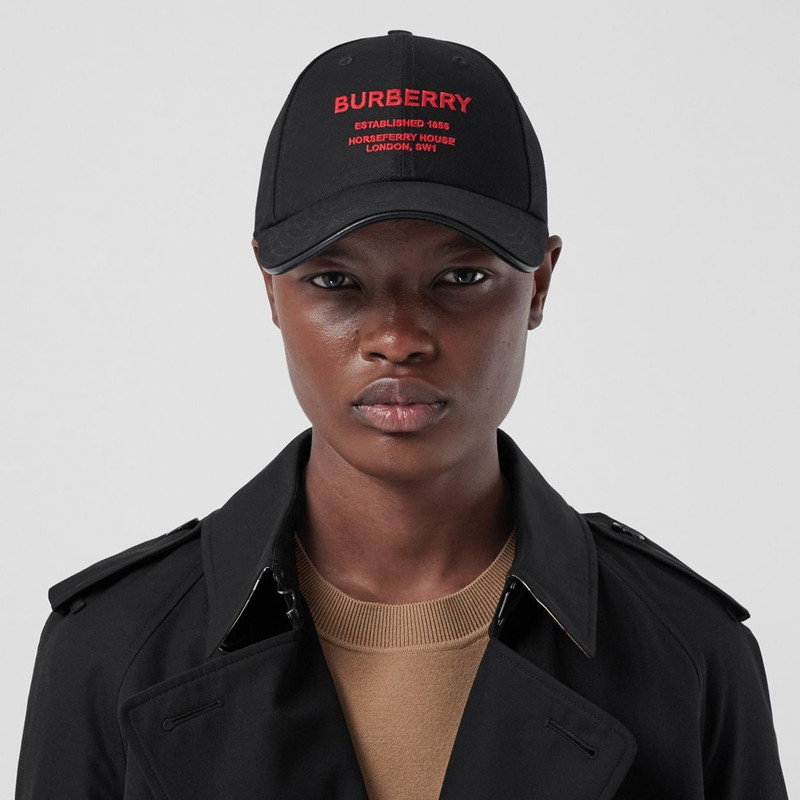 Burberry Horseferry Motif Cotton Twill Baseball Cap outlook