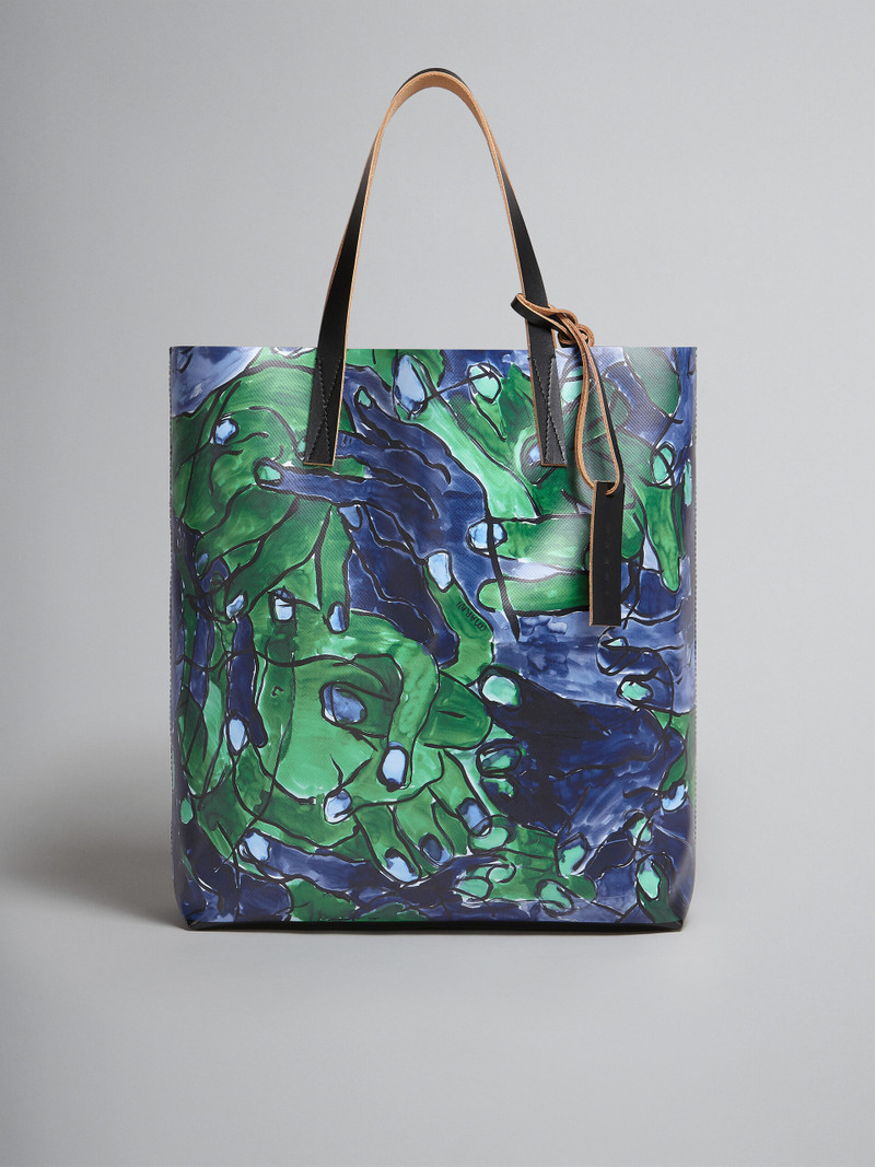 TRIBECA SHOPPING BAG WITH BLUE AND GREEN MANI PRINT 1