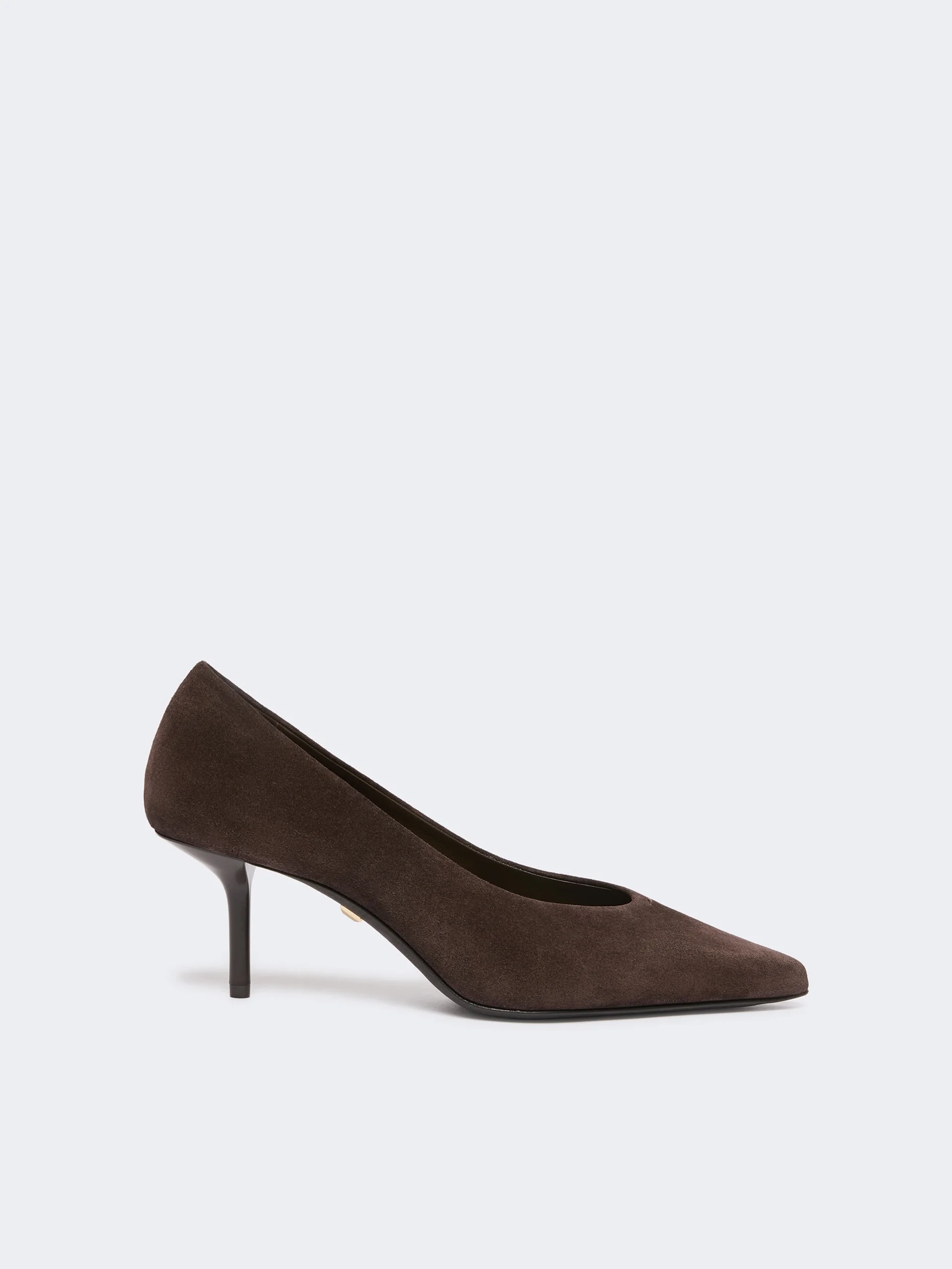 DONARE Split calf leather court shoes - DARK BROWN - 1