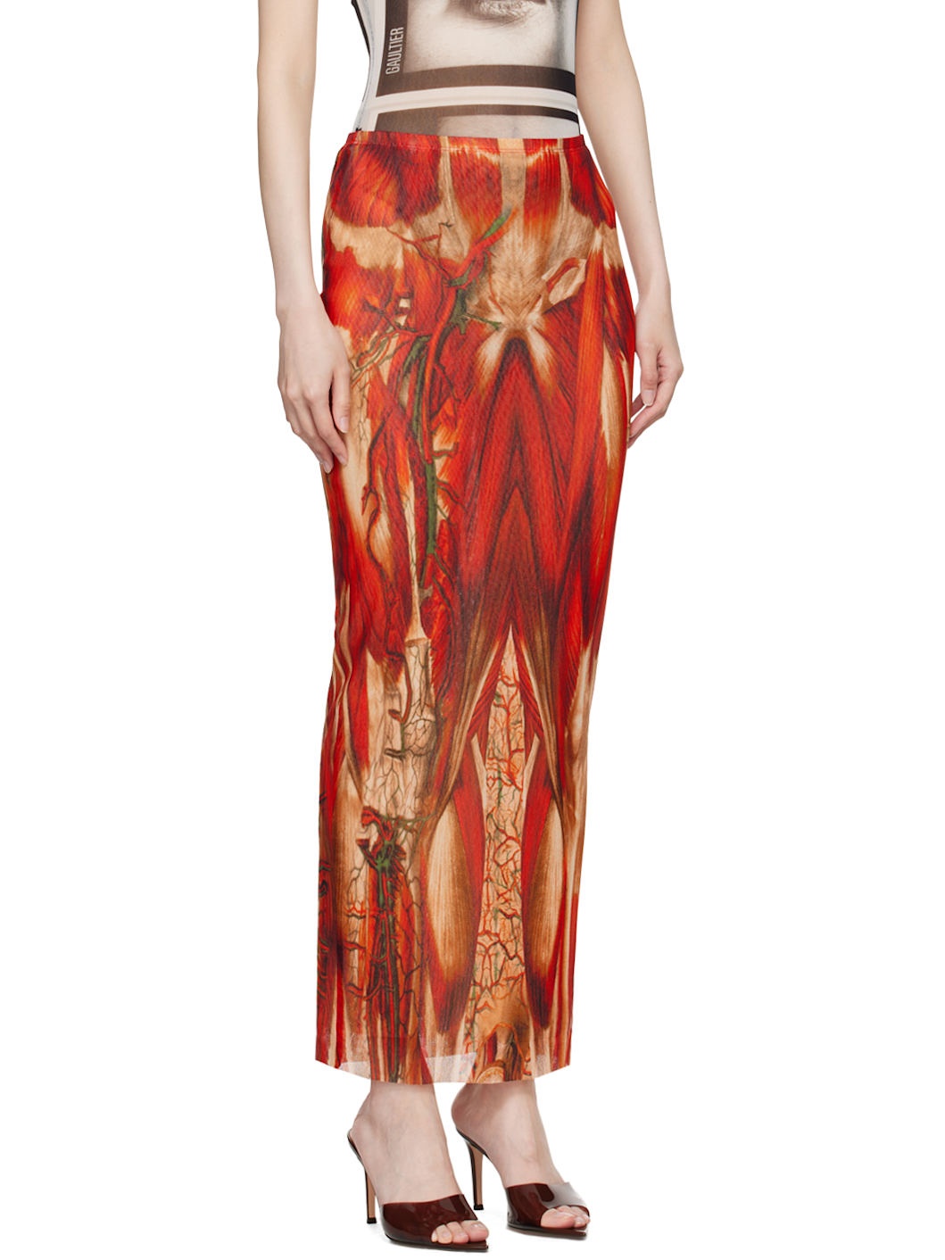 Red 'The Écorché' Maxi Skirt - 2