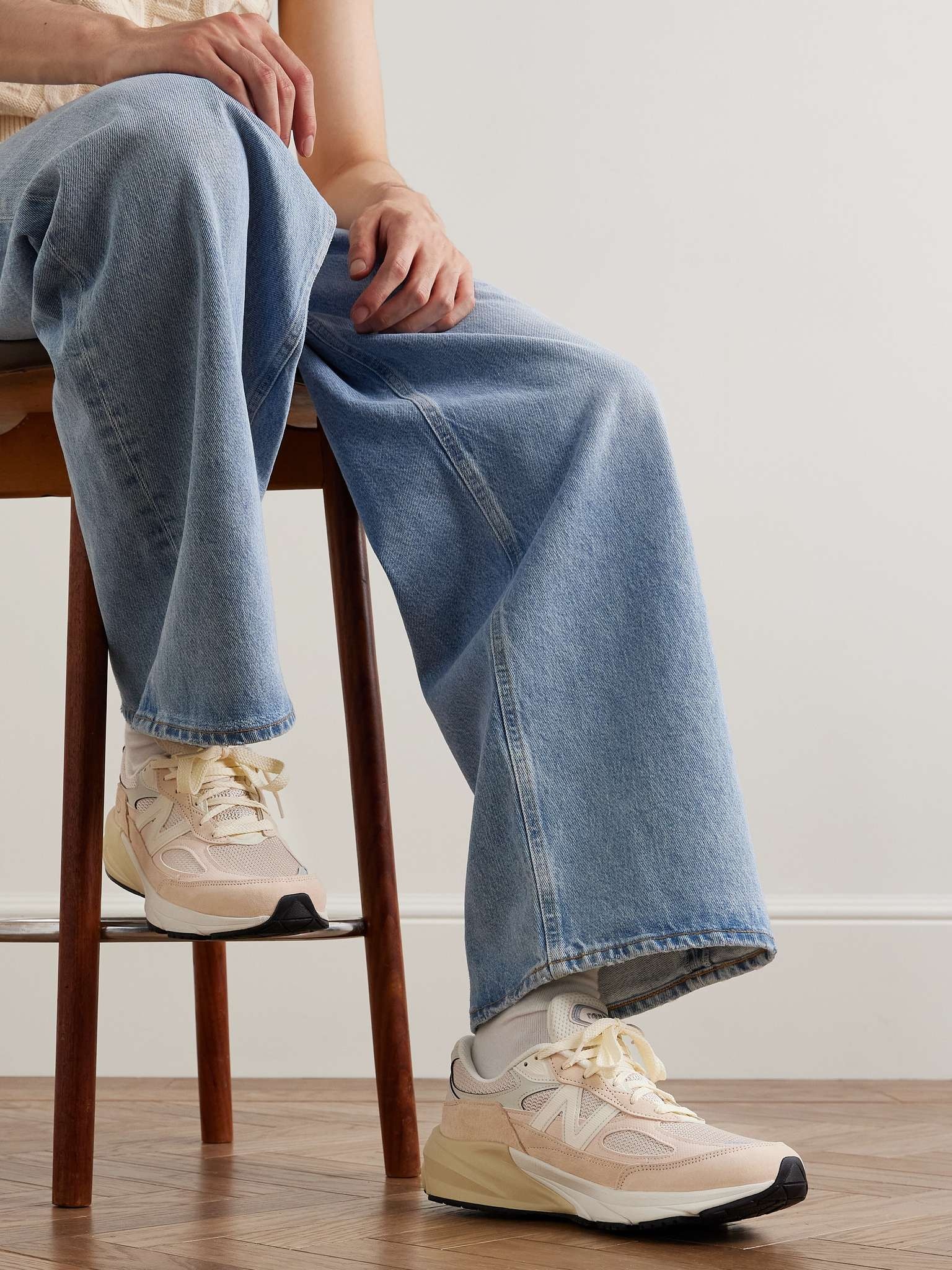 990v6 Leather-Trimmed Suede and Mesh Sneakers - 2