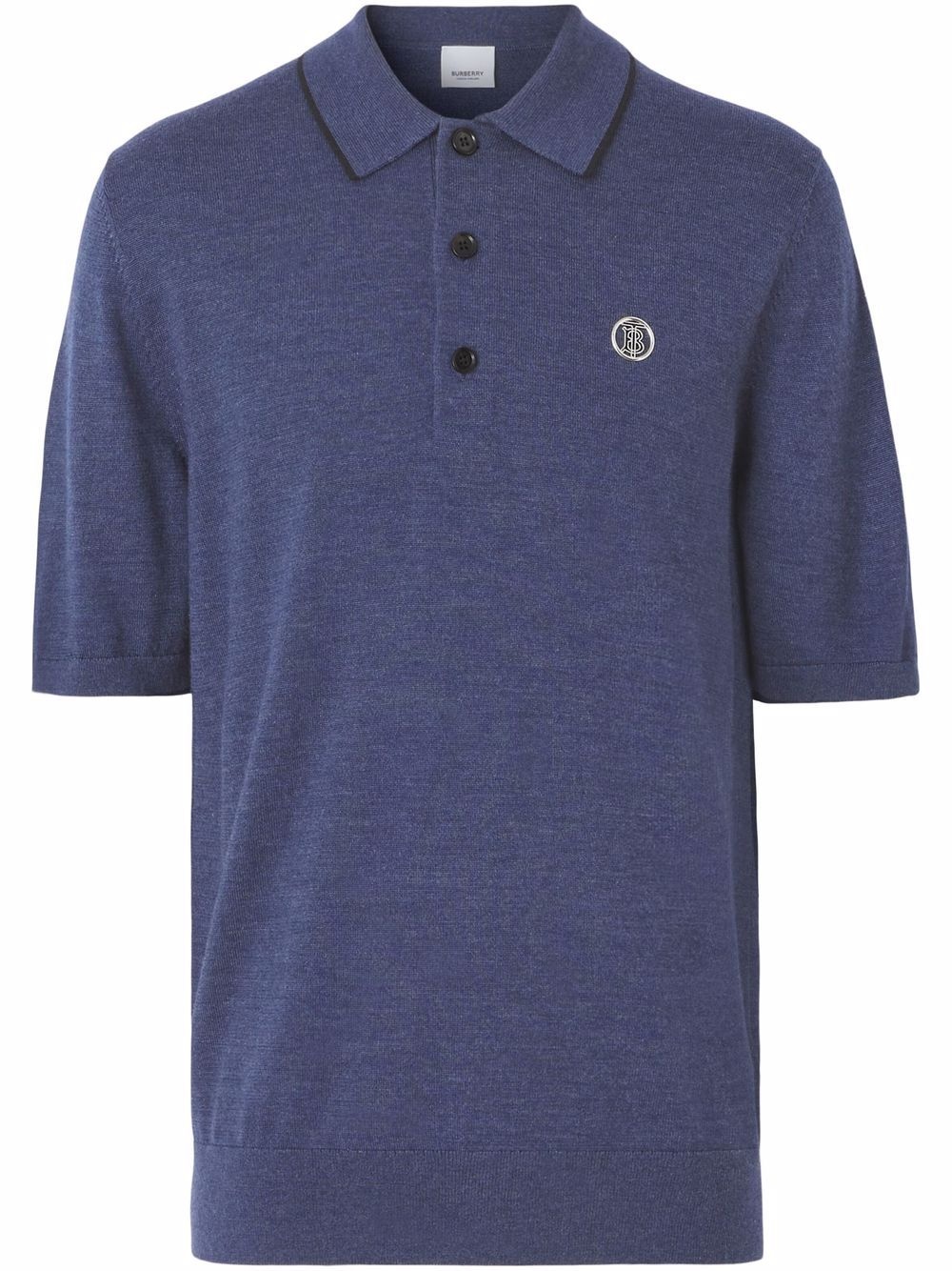 Monogram motif wool-silk-cashmere polo shirt - 1