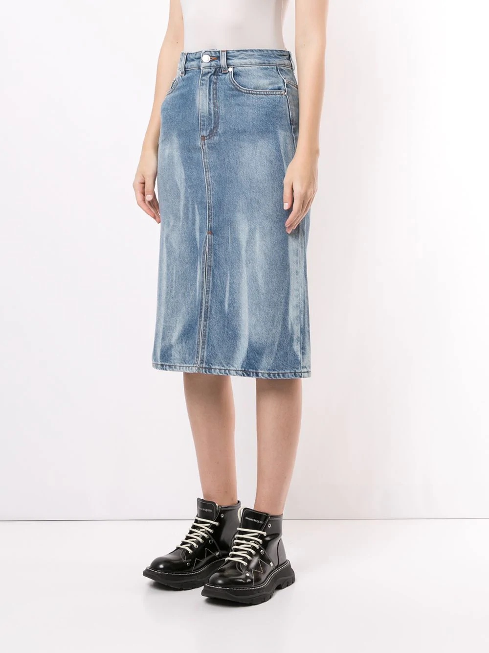 bleached effect denim skirt - 3