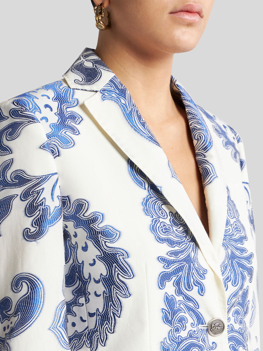 JACKET WITH FIL COUPÉ JACQUARD FLORAL MOTIF - 2