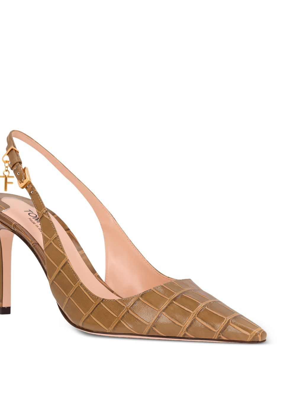 Angelina slingback crocodile-embossed pumps - 4