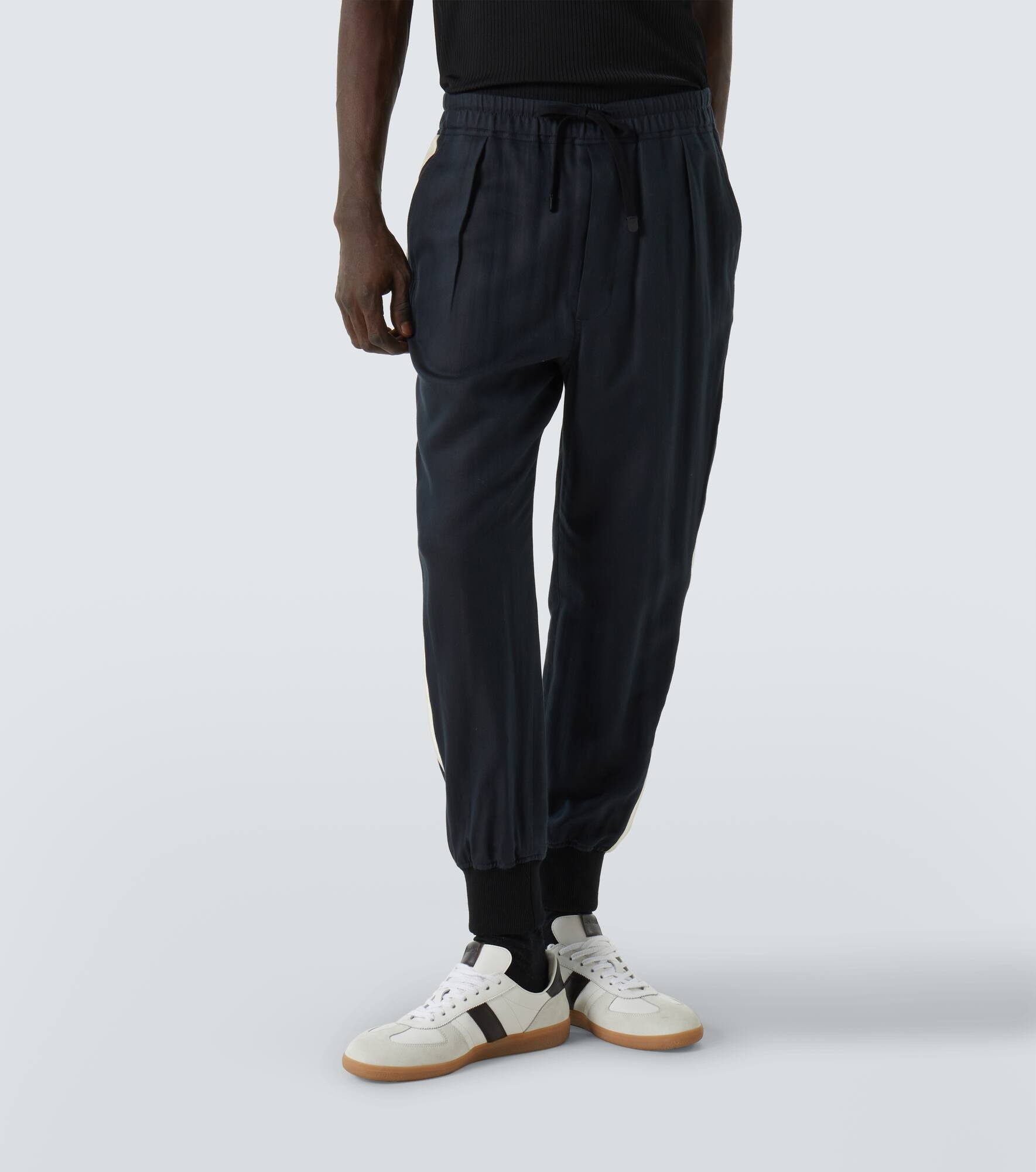 Cotton and silk twill sweatpants - 3