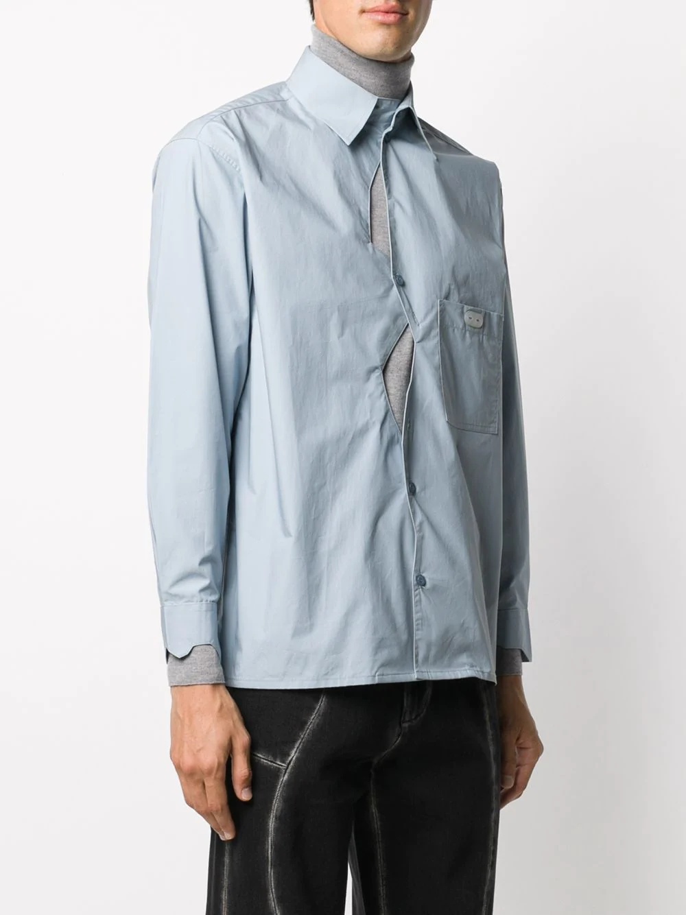 asymmetric button patch pocket shirt - 3