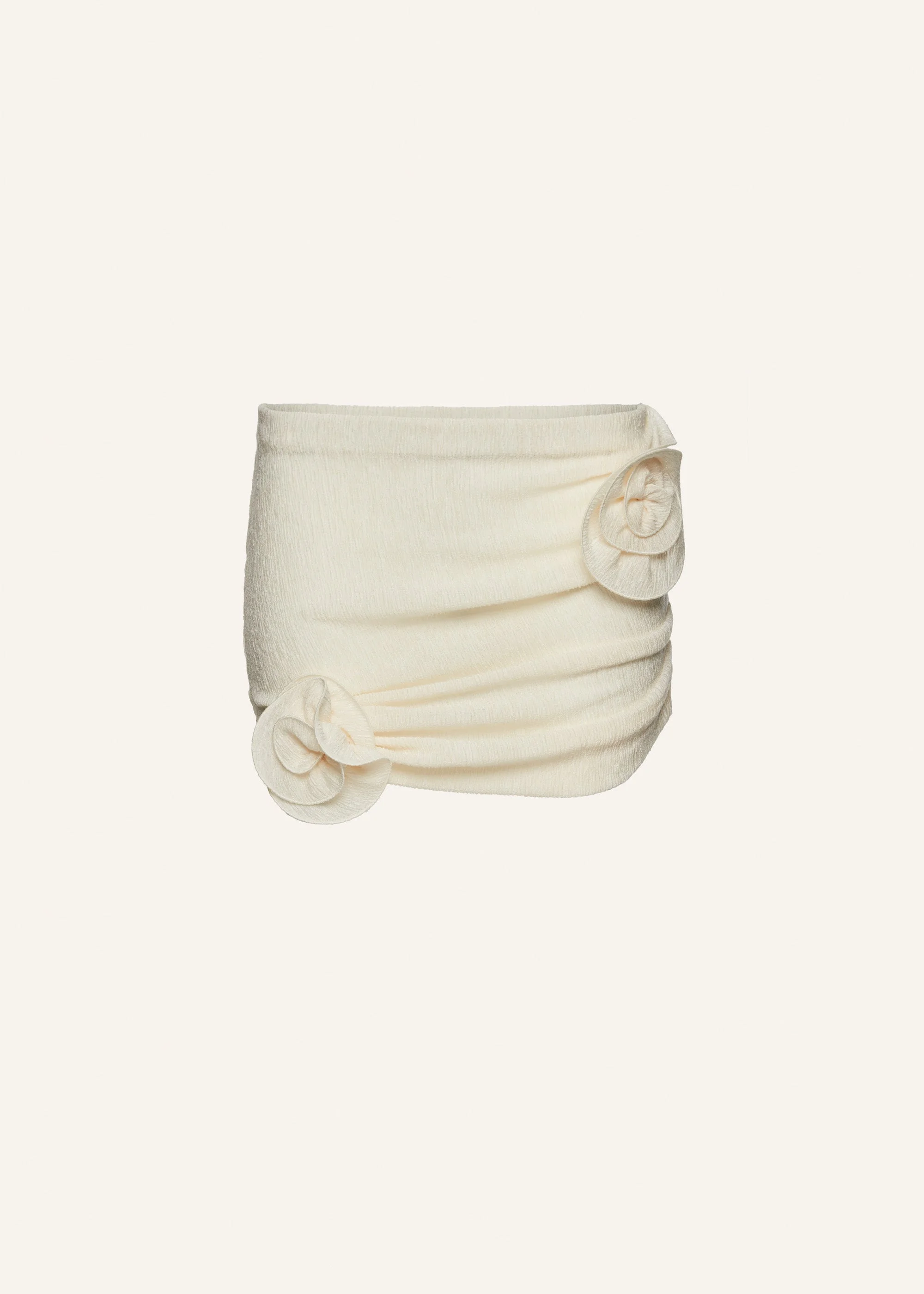 Crepe rose mini skirt in cream - 1