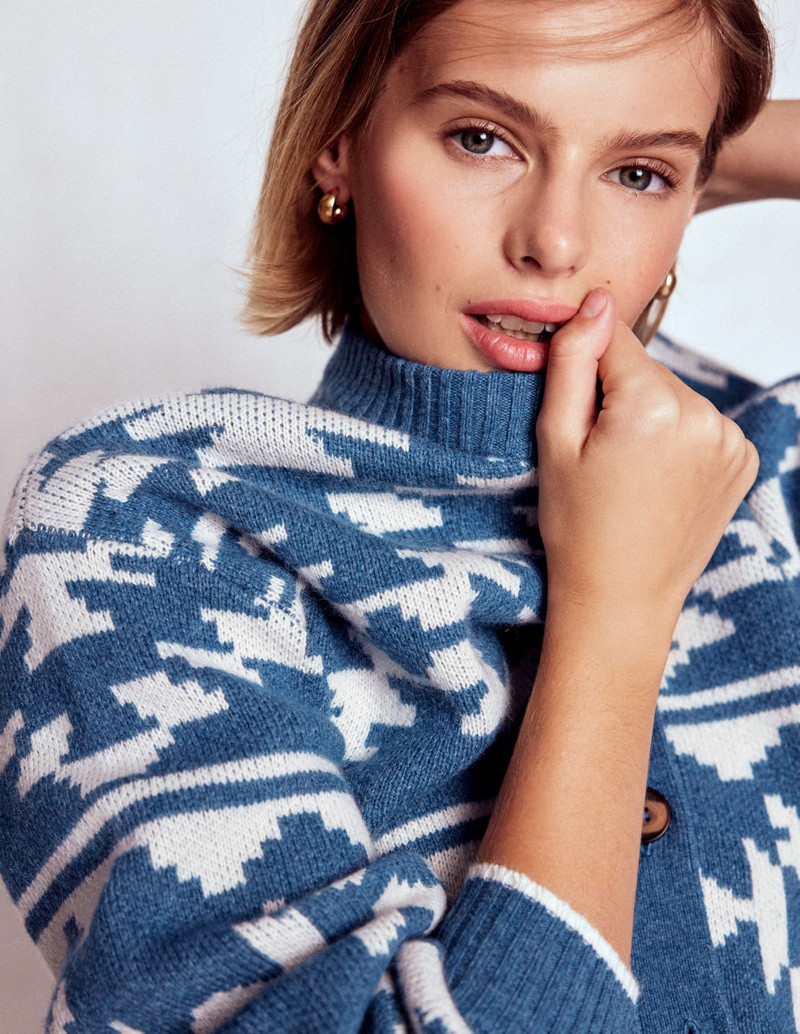 Abi Jacquard Cardigan-Denim Blue Aztec 3