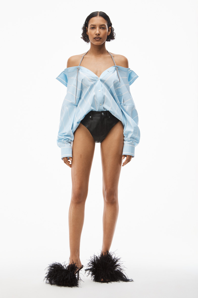 Alexander Wang CRYSTAL BUTTON UP SHIRT IN COTTON POPLIN outlook