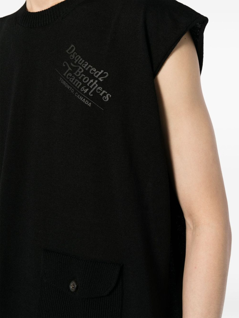 logo-print fine-knit vest 5