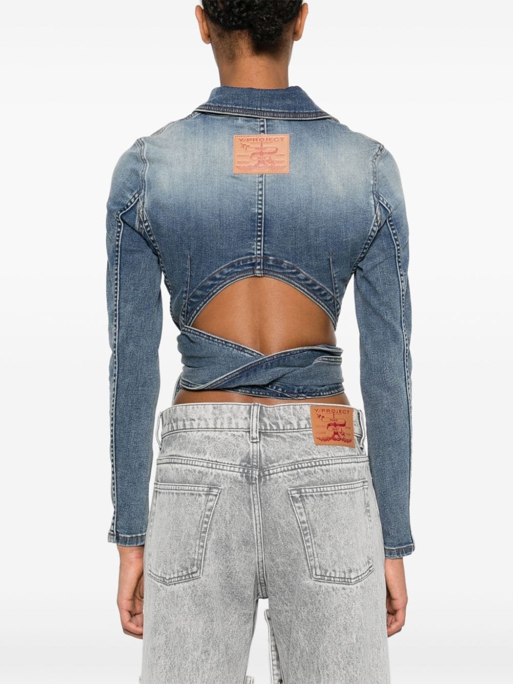 wrap denim jacket - 4