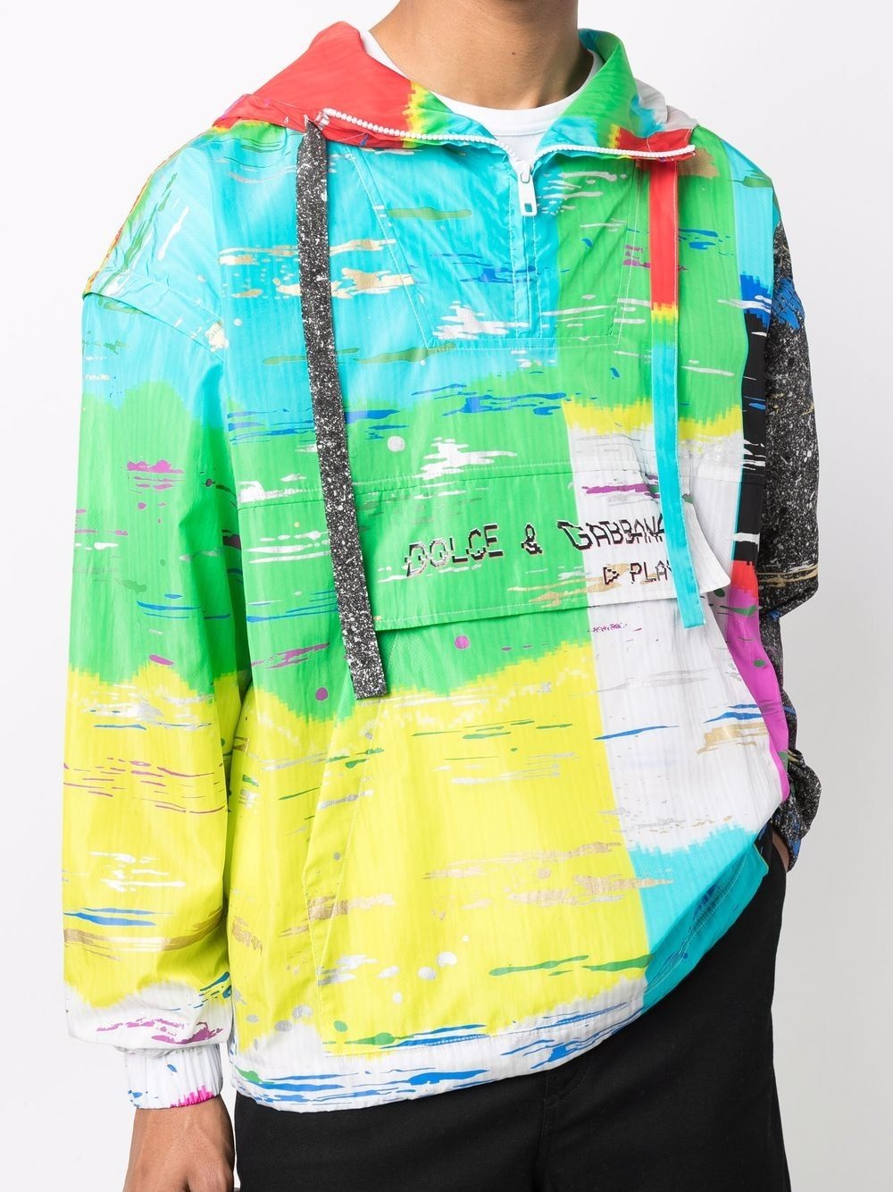 abstract-print logo hoodie - 5