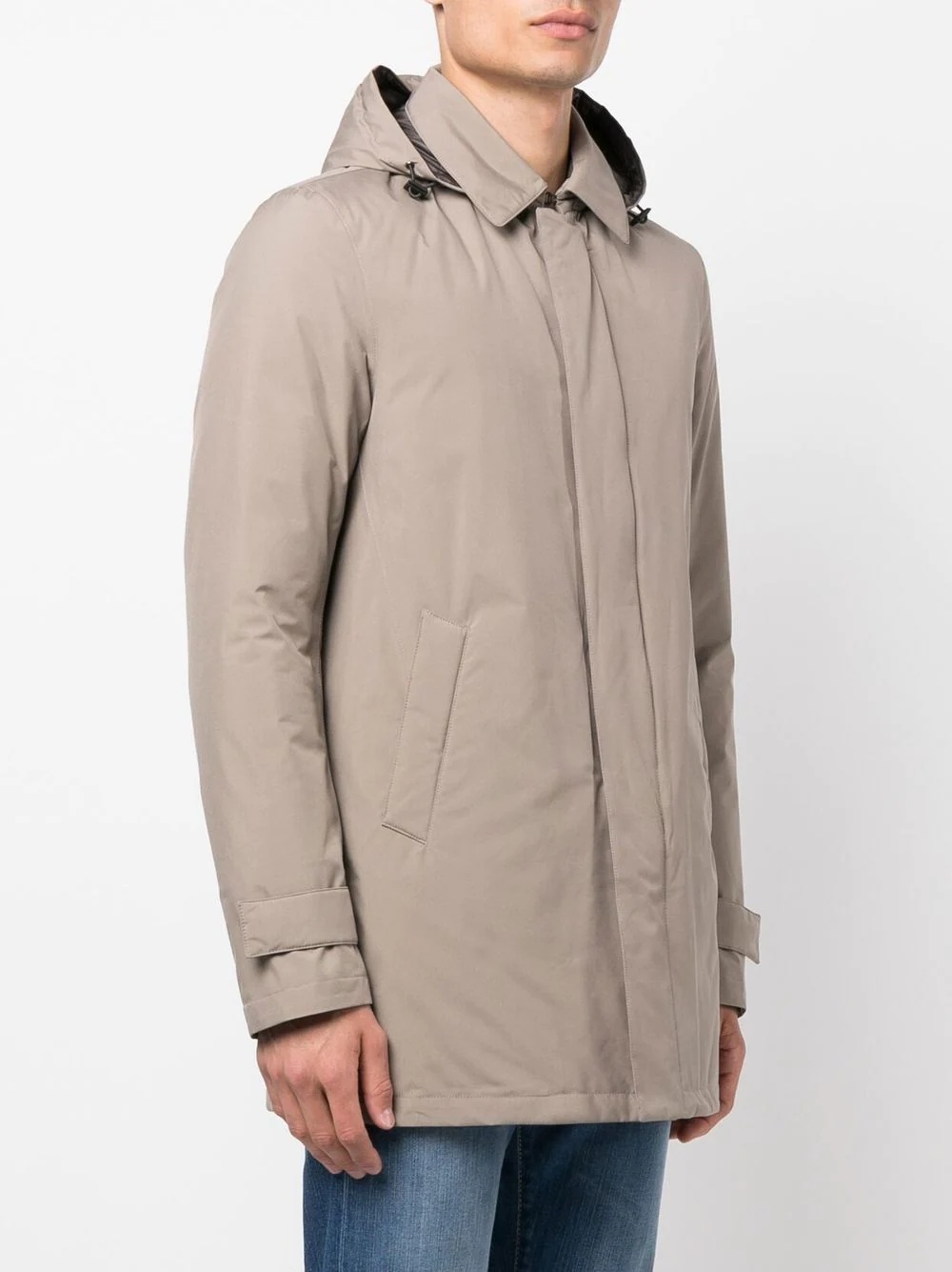 zipped-up hooded parka coat - 3