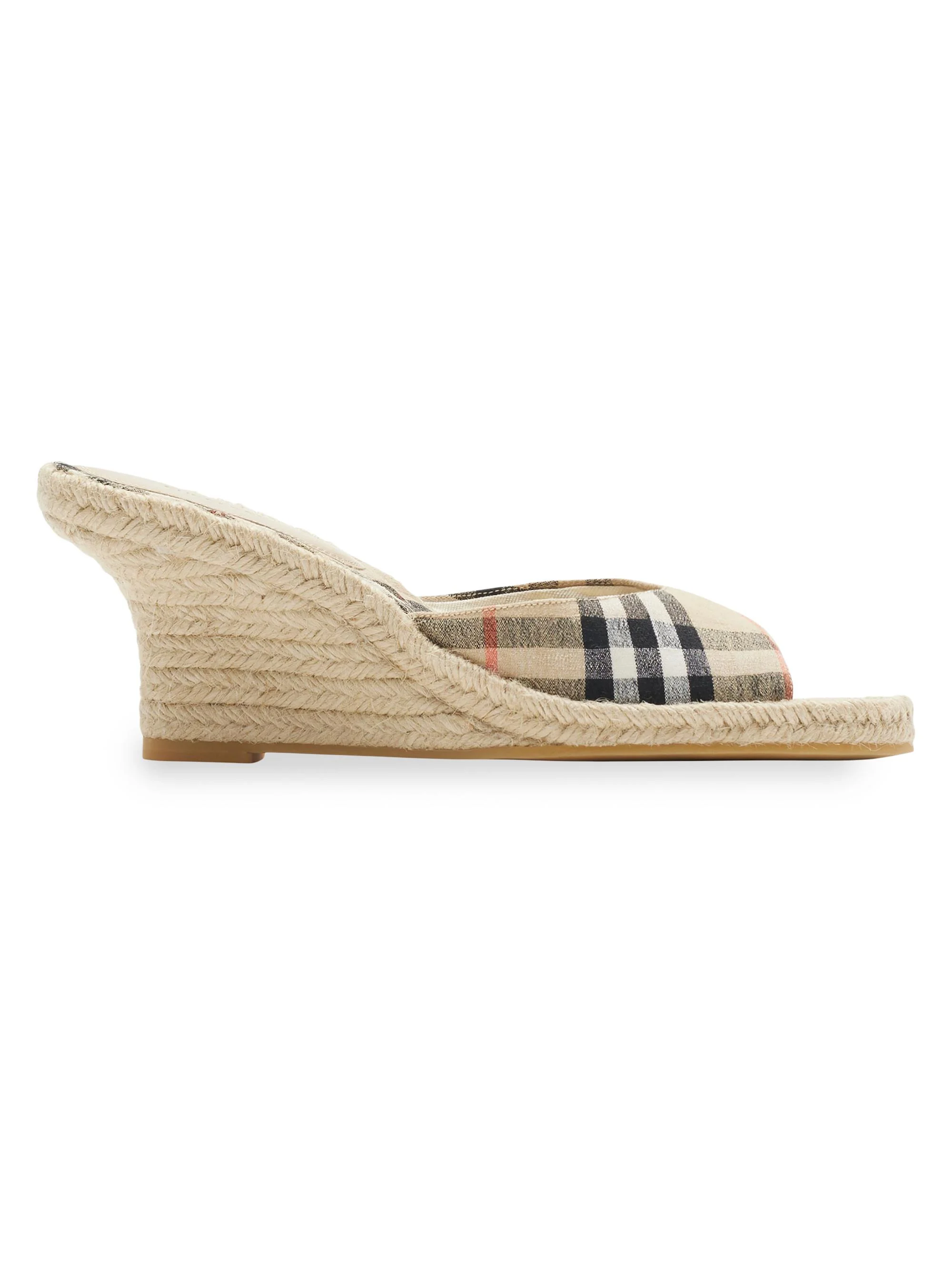 Women's Mews 65MM Check Espadrille Wedge Sandals - Sand Ip Check - 1