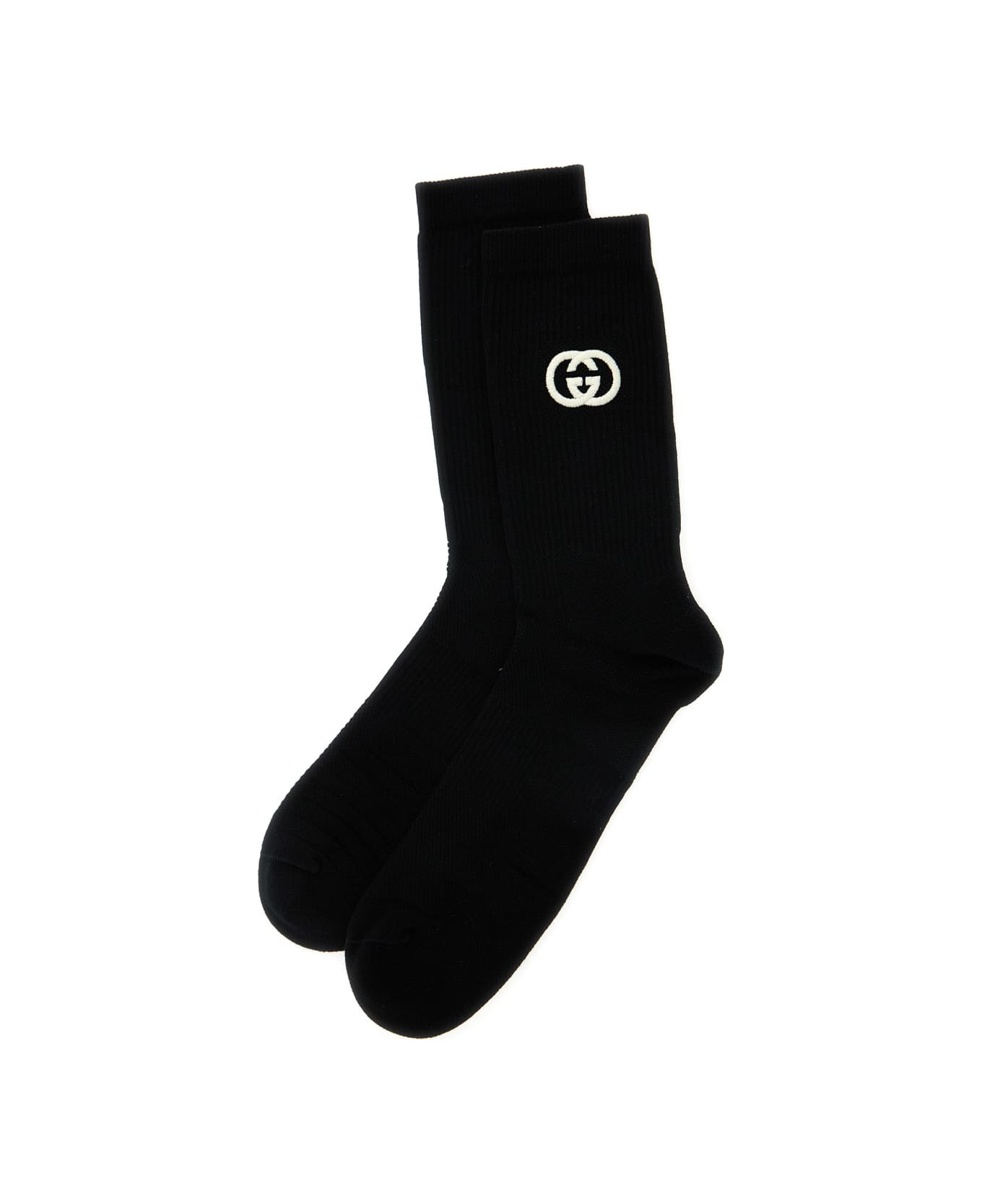 Black Gg Logo Socks In Cotton Man - 2