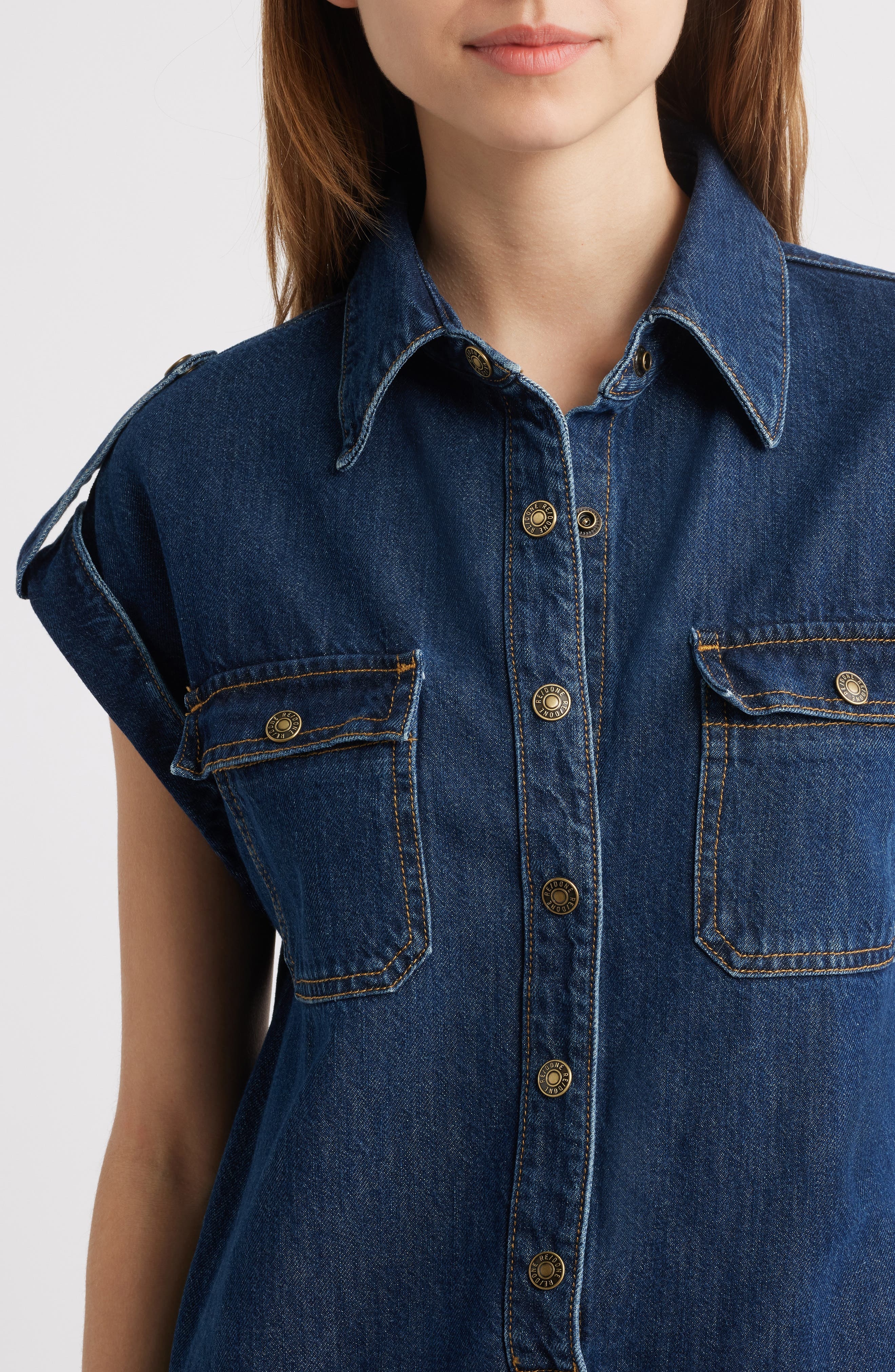 Re/Done The Arizona Denim Dress in Heritage Rinse at Nordstrom - 4