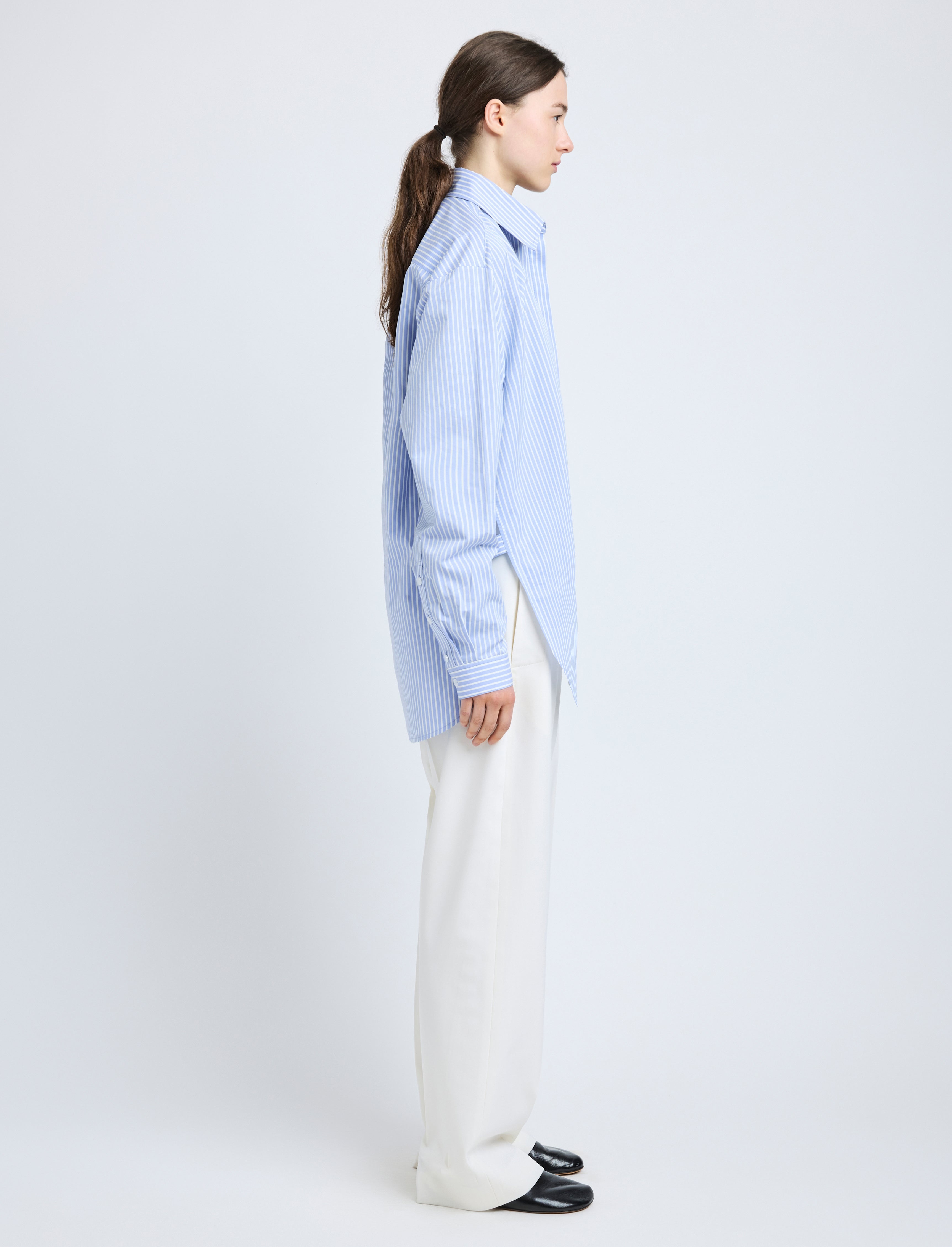 Hunter Top in Stripe Cotton Silk Poplin - 4