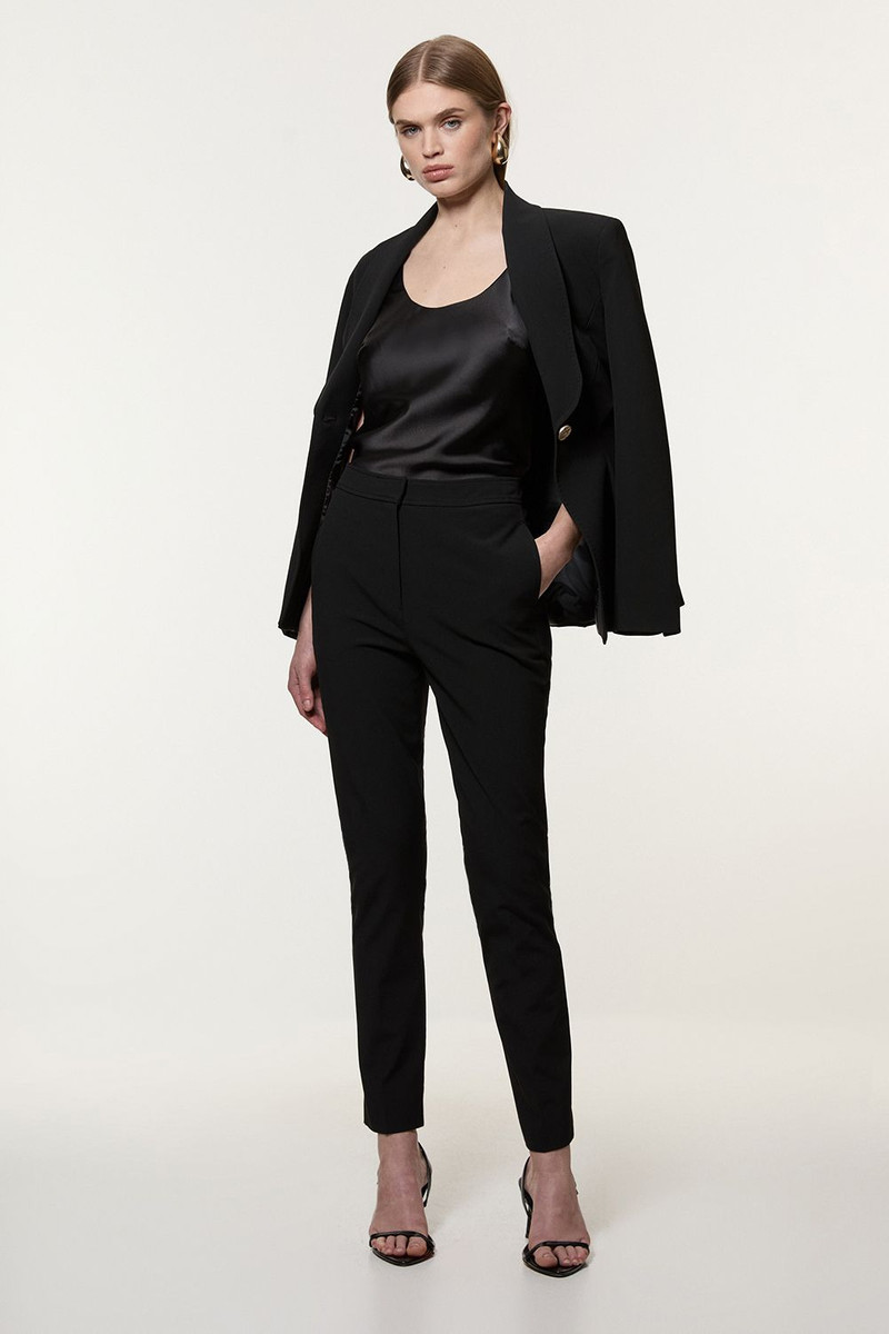 Tall Compact Stretch Stab Stitch Tailored Straight Leg Trouser 1