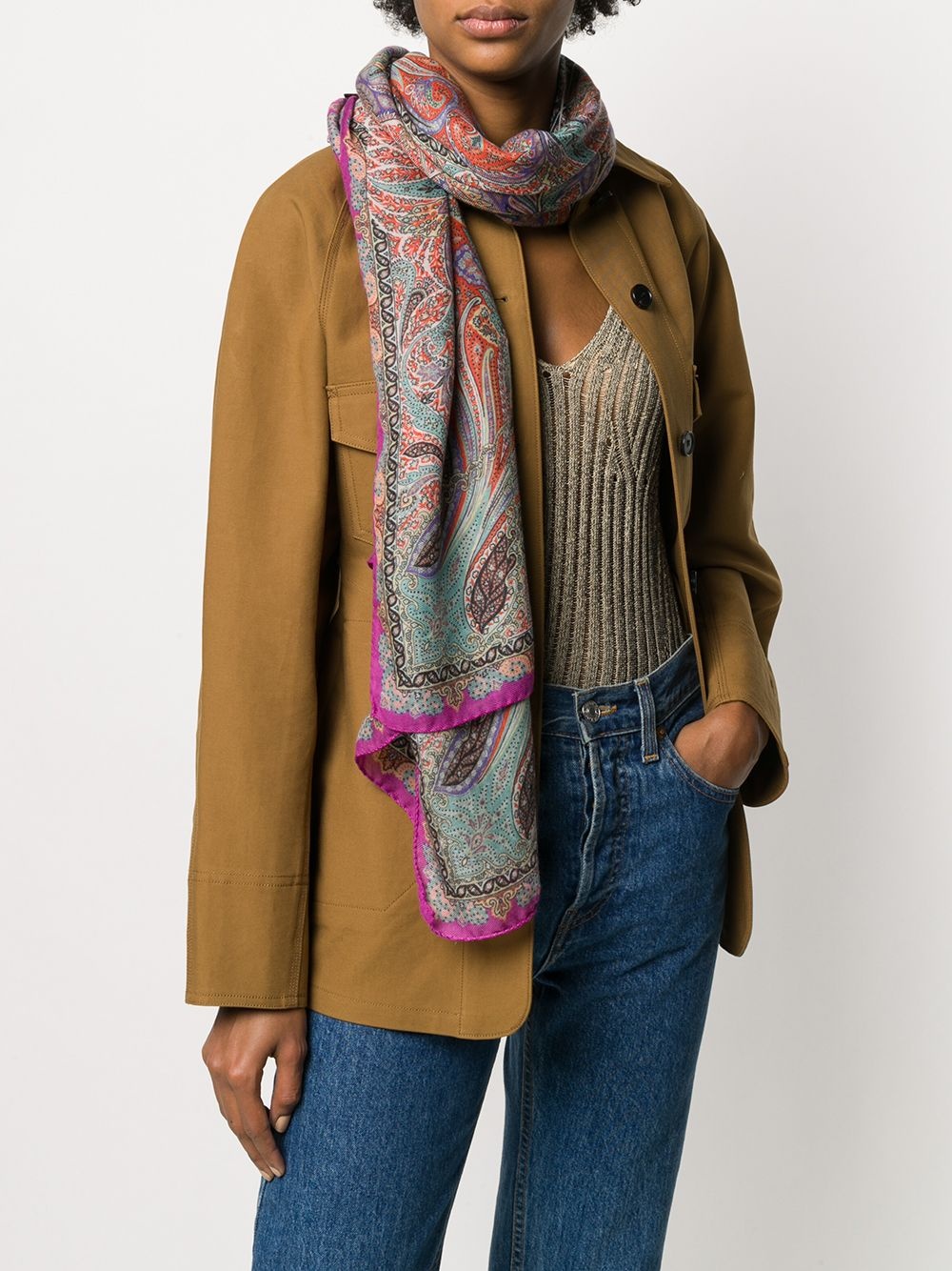 paisley-print cashmere scarf - 2