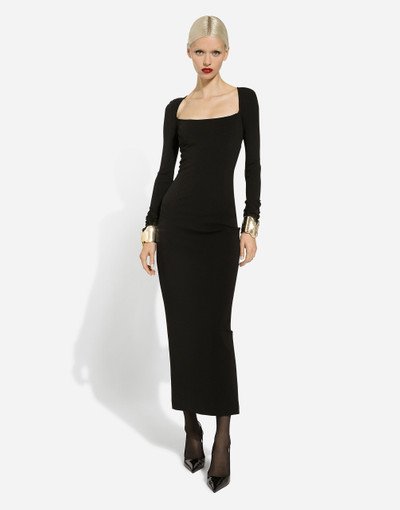 Dolce & Gabbana Long-sleeved jersey Milano rib sheath dress: outlook