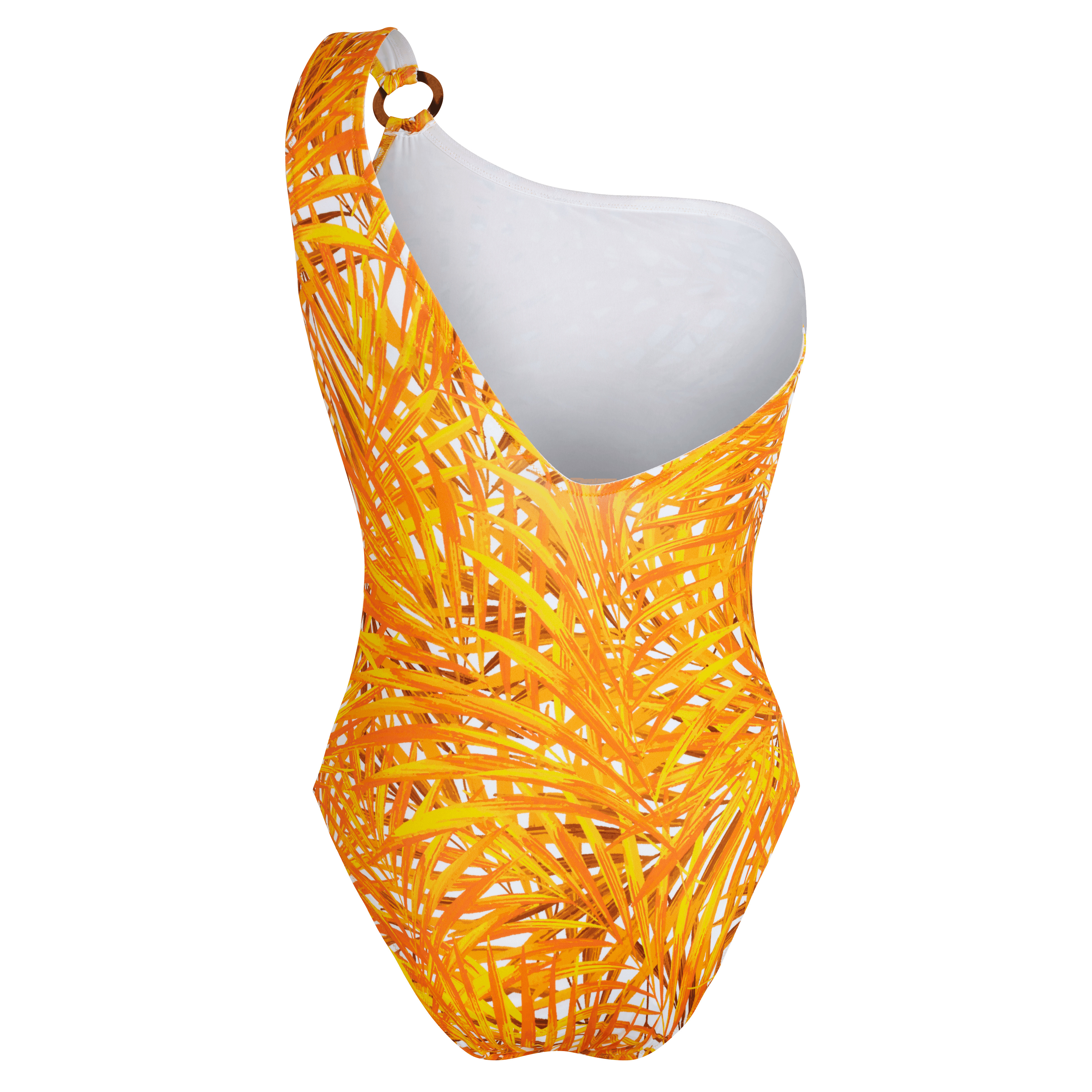 Women One-Shoulder One-piece Swimsuit Palm Leaves - 2