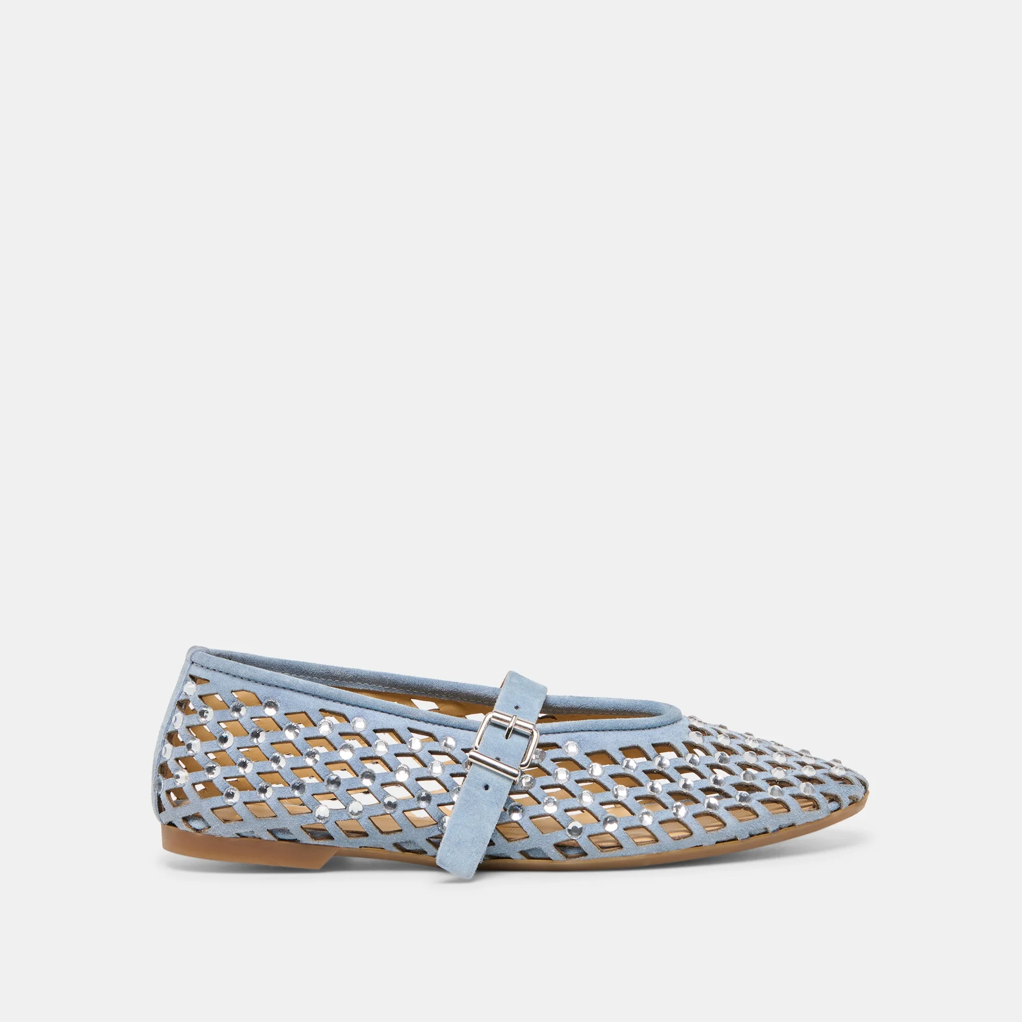 MAVIN RHINESTONE BALLET FLATS BLUE SUEDE - 1