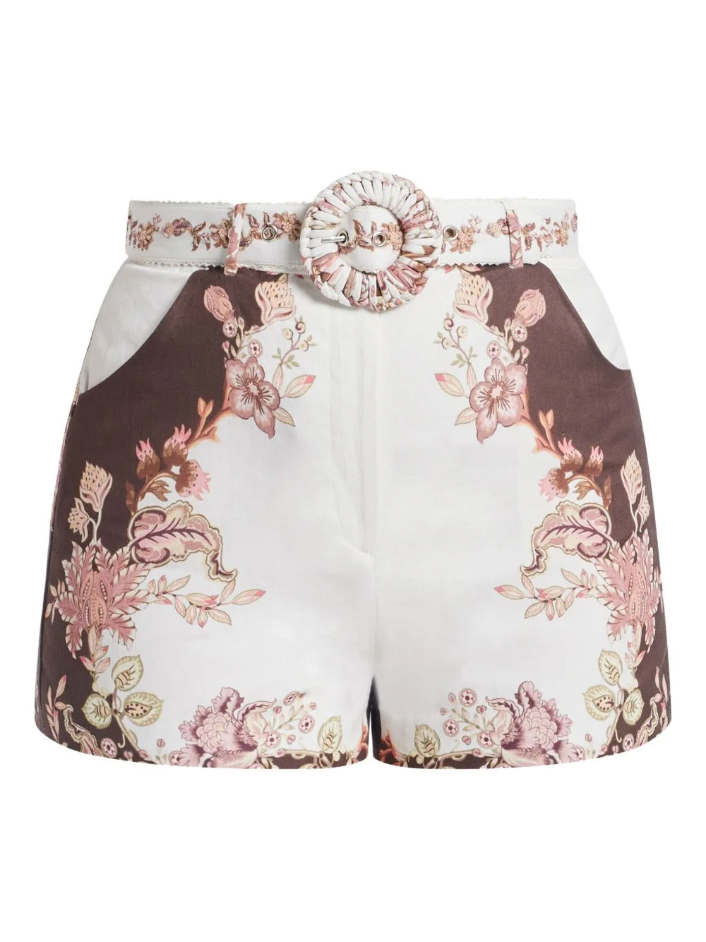 floral belted shorts - 1