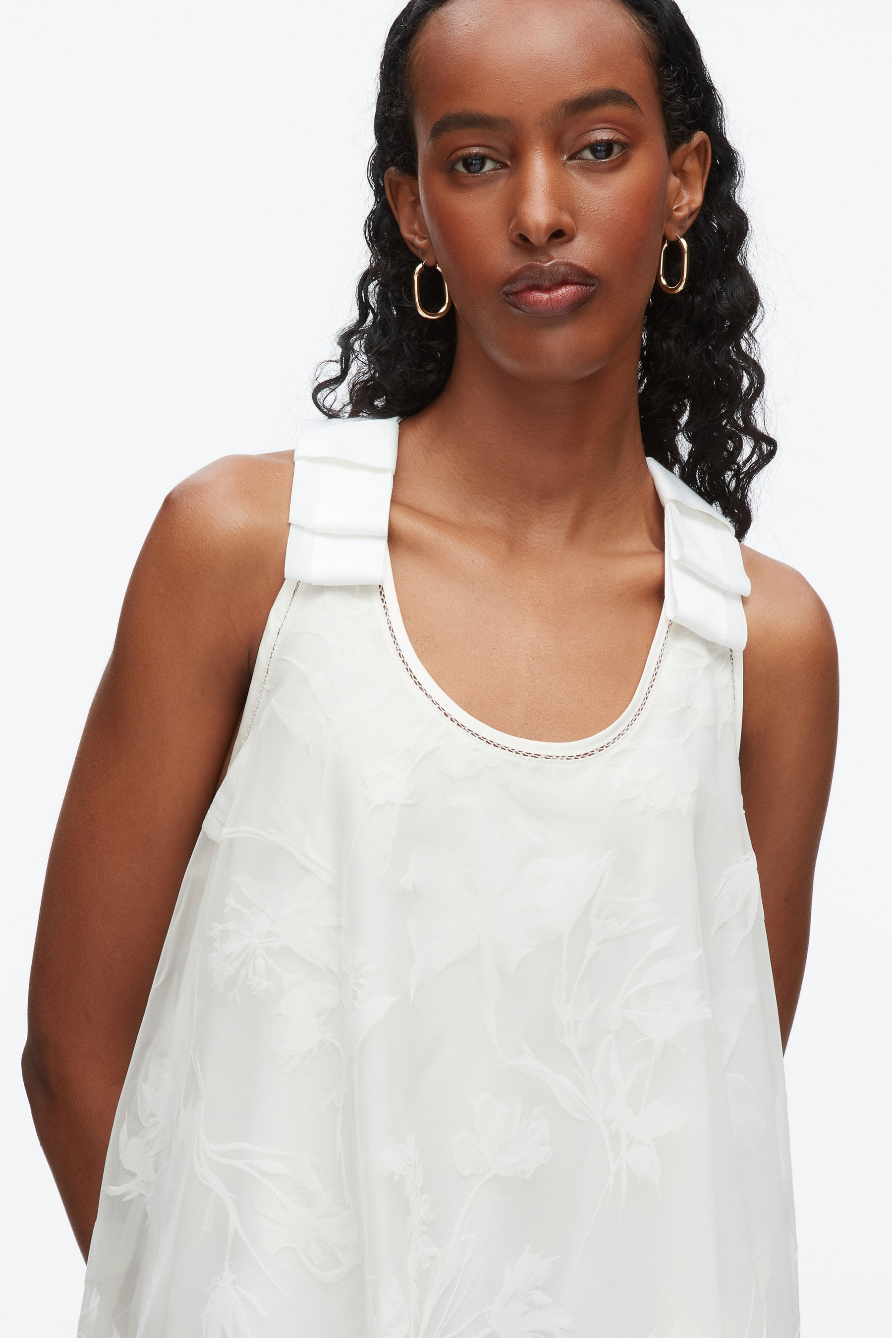 Flocked Organza Trapeze Dress - 4