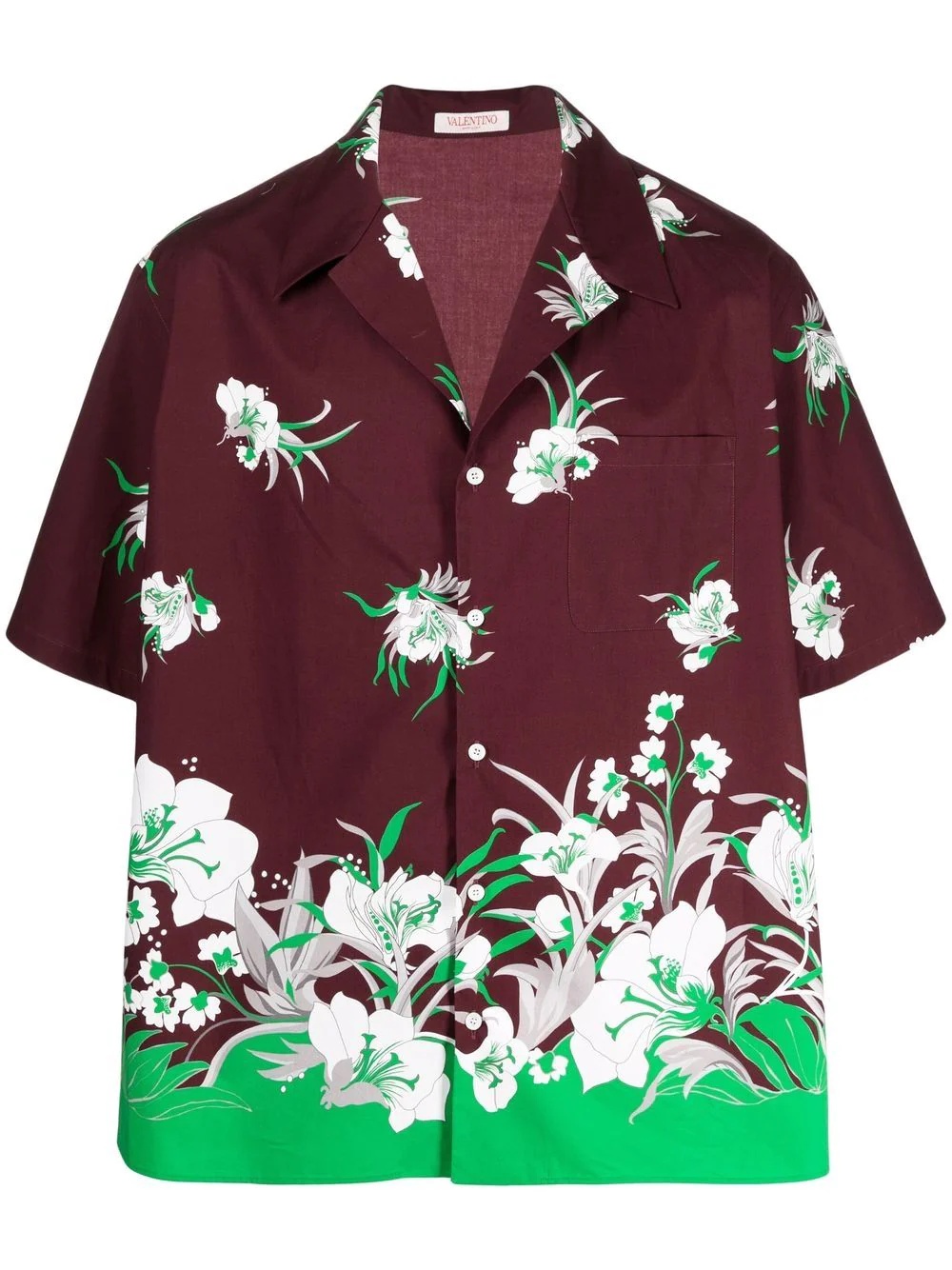 floral-print short-sleeved shirt - 1