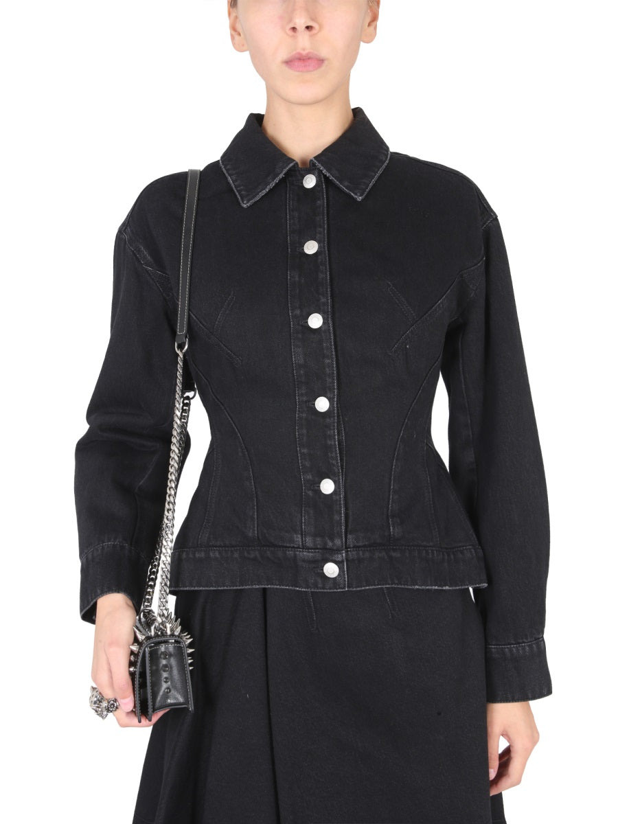 Alexander Mcqueen Women Hybrid Denim Jacket - 4
