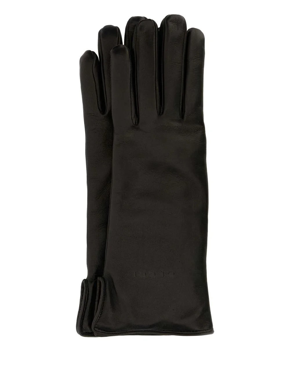 logo-embossed leather gloves - 1