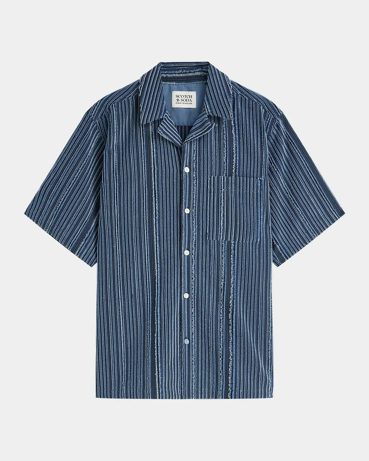 Men's Textured Stripe Relaxed-Fit Short Sleeve Shirt - 1