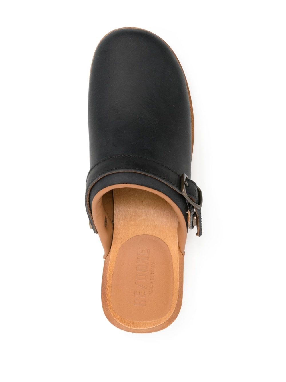 wooden-platform leather clogs - 4