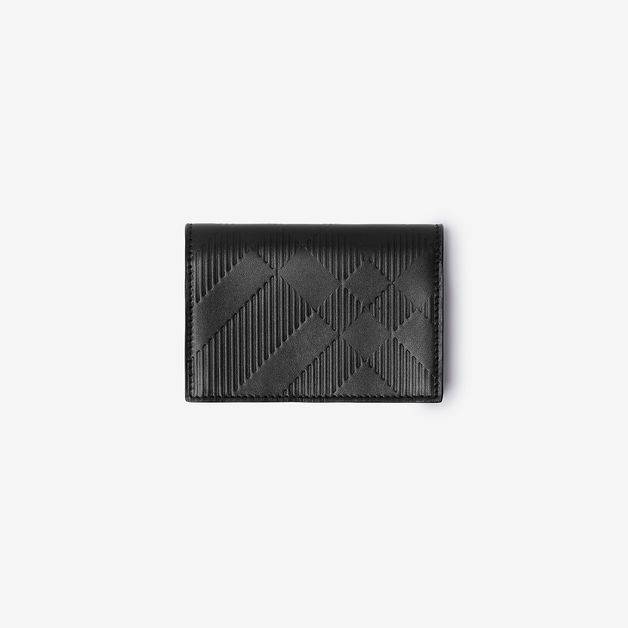 Check Leather Folding Card Case - 3