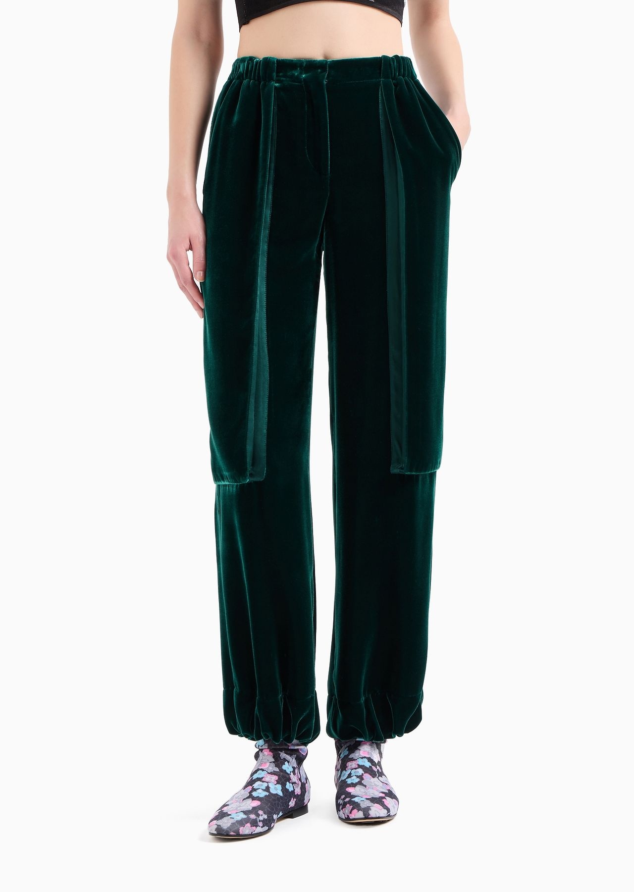 Draped velvet trousers - 2
