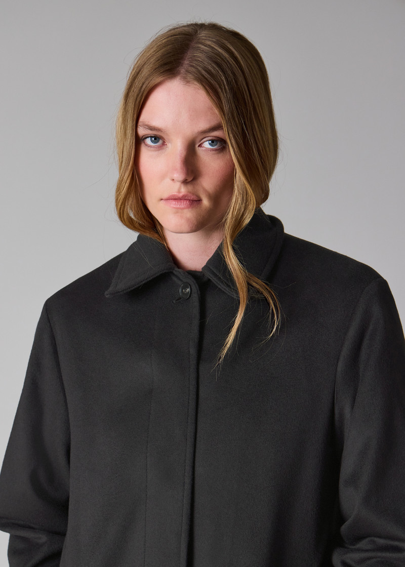Women's Navy Wool-Cashmere Blend Back-Button Coat 7
