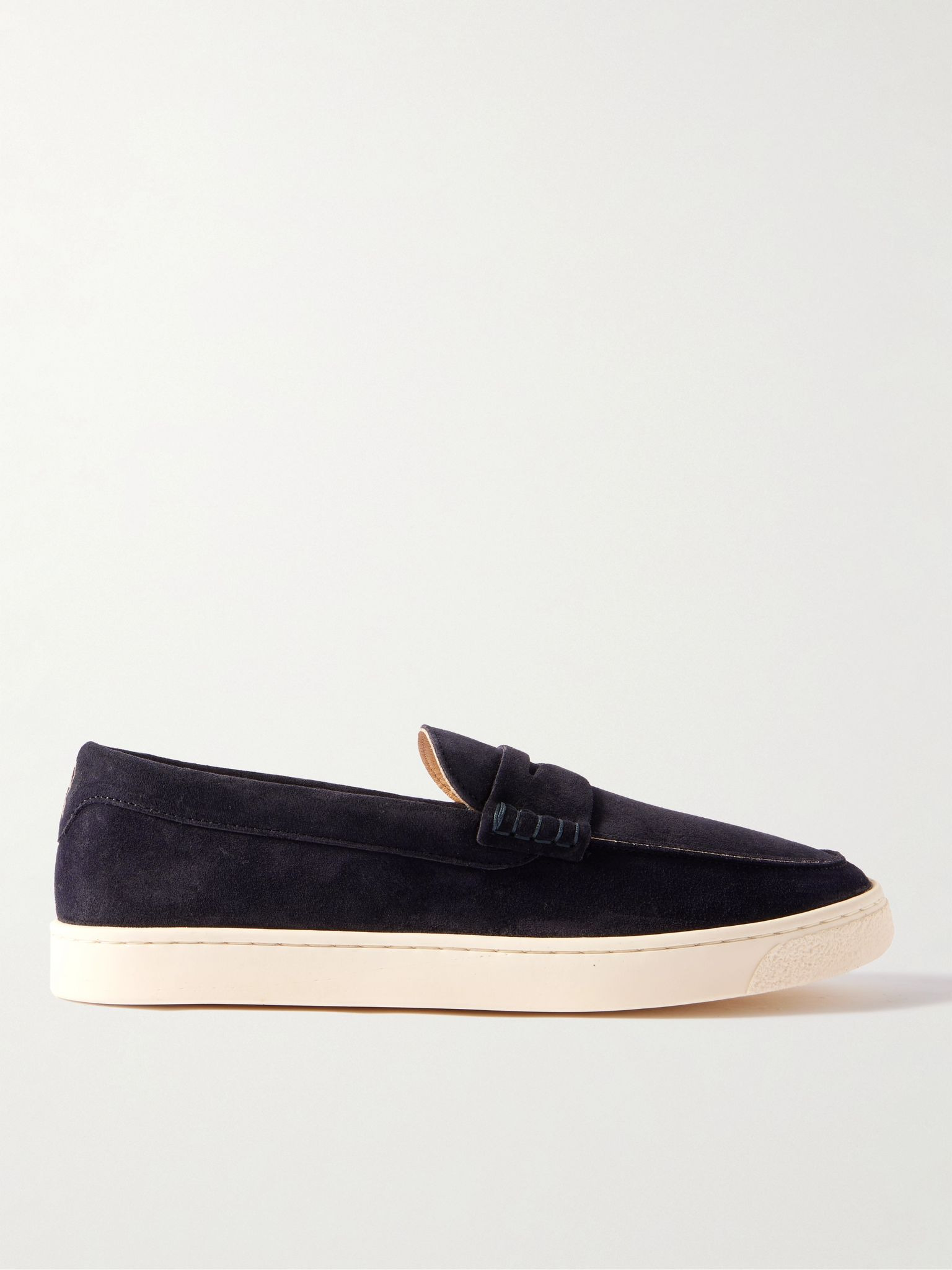 Suede Penny Loafers Navy - 1