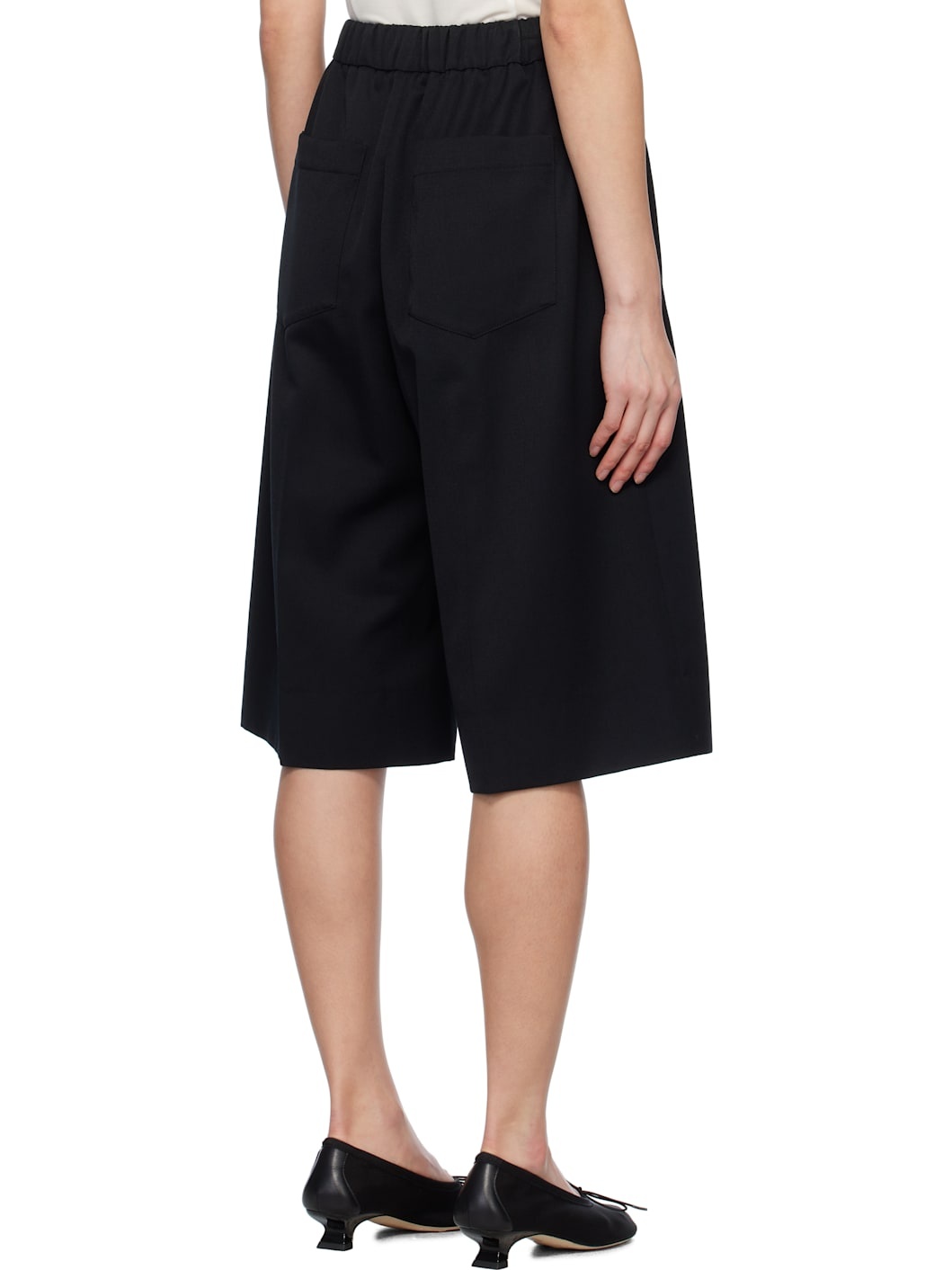 Black Wide Leg Long Shorts - 3