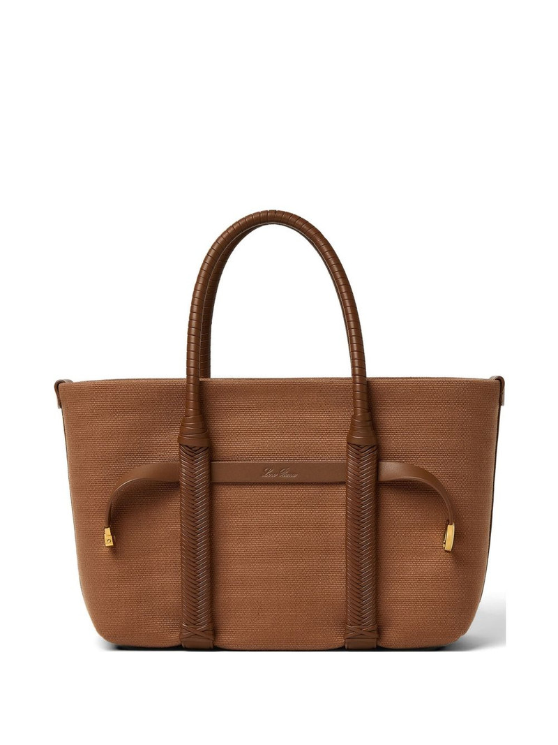 smal leather-trim canvas tote bag 1