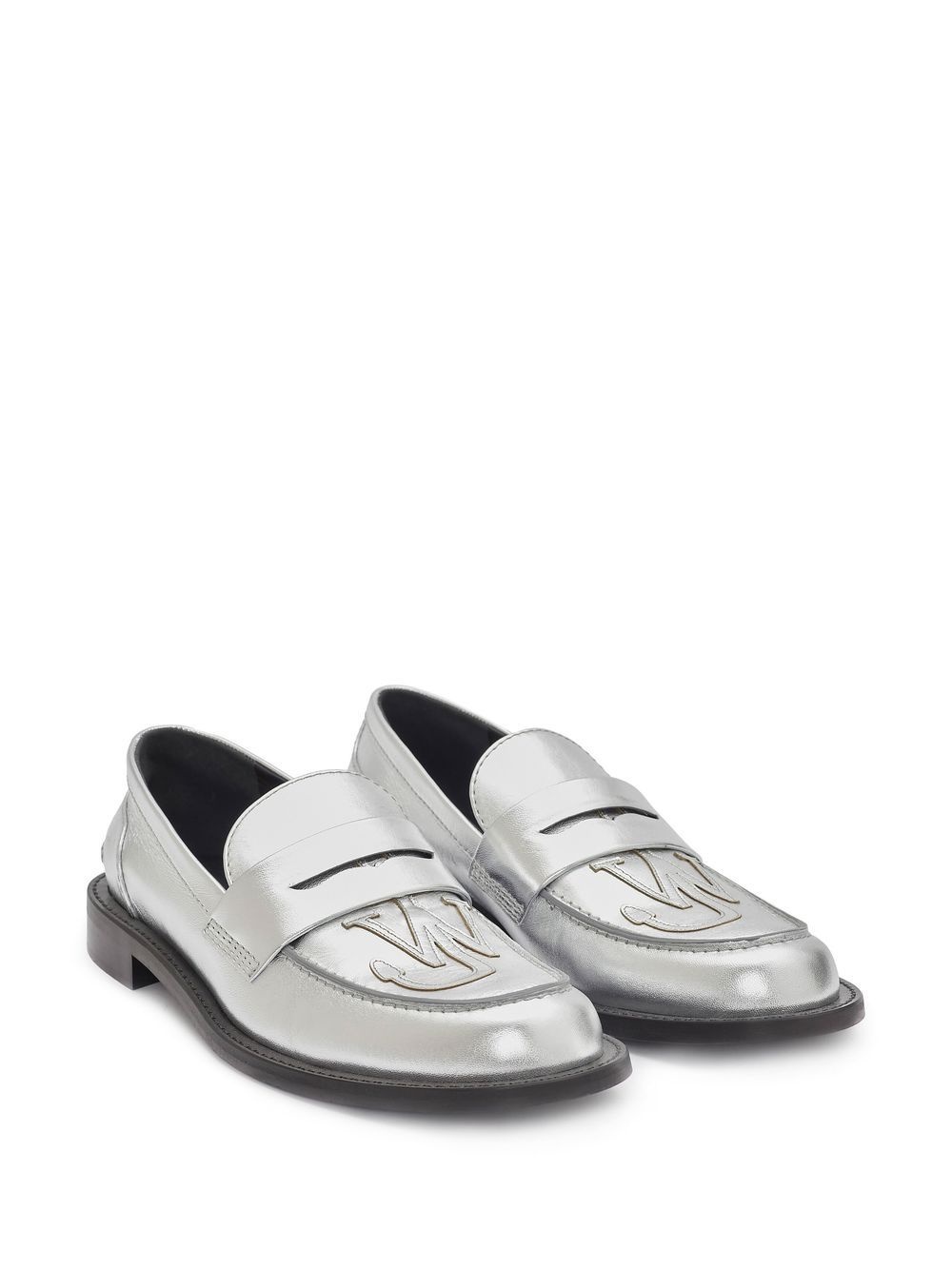 logo-patch leather moccasin loafers - 2