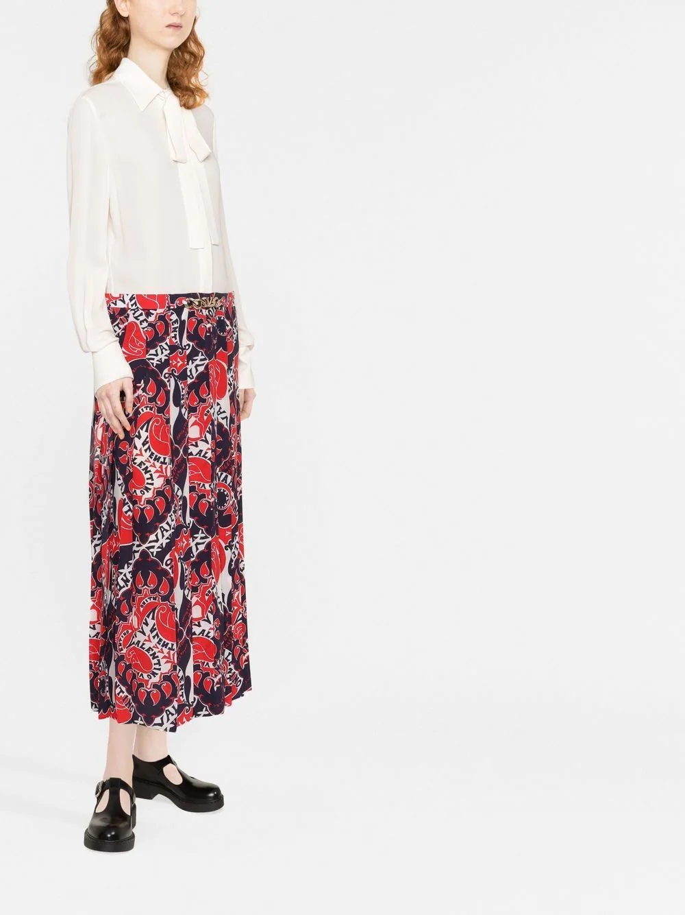 silk logo-print dress - 4