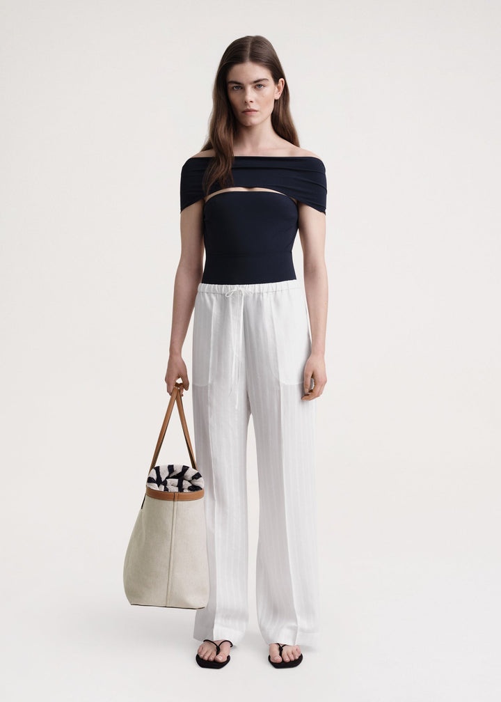 Jacquard stripe drawstring trouser white - 2