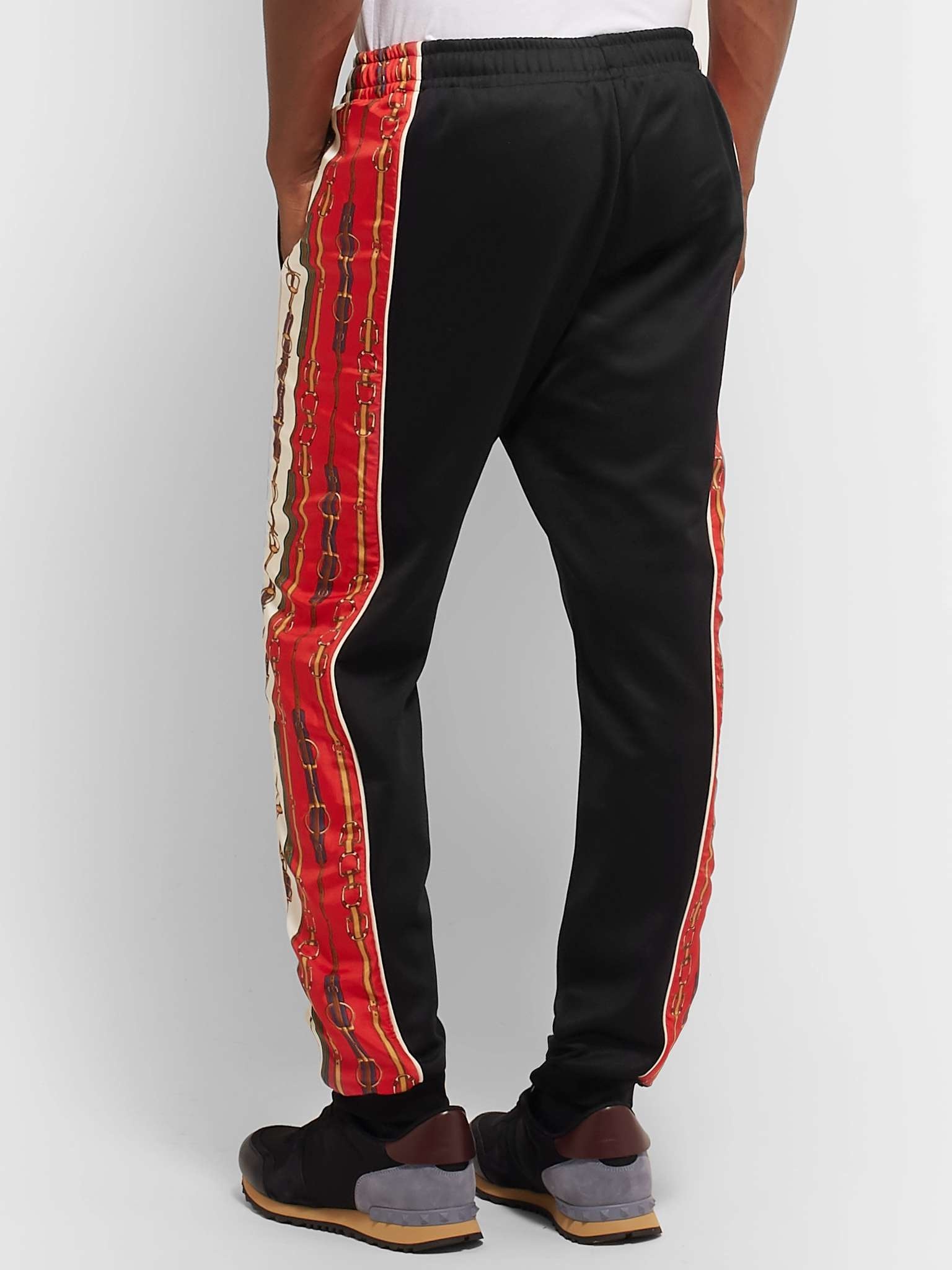 Slim-Fit Tapered Printed Silk-Trimmed Jersey Track Pants - 5