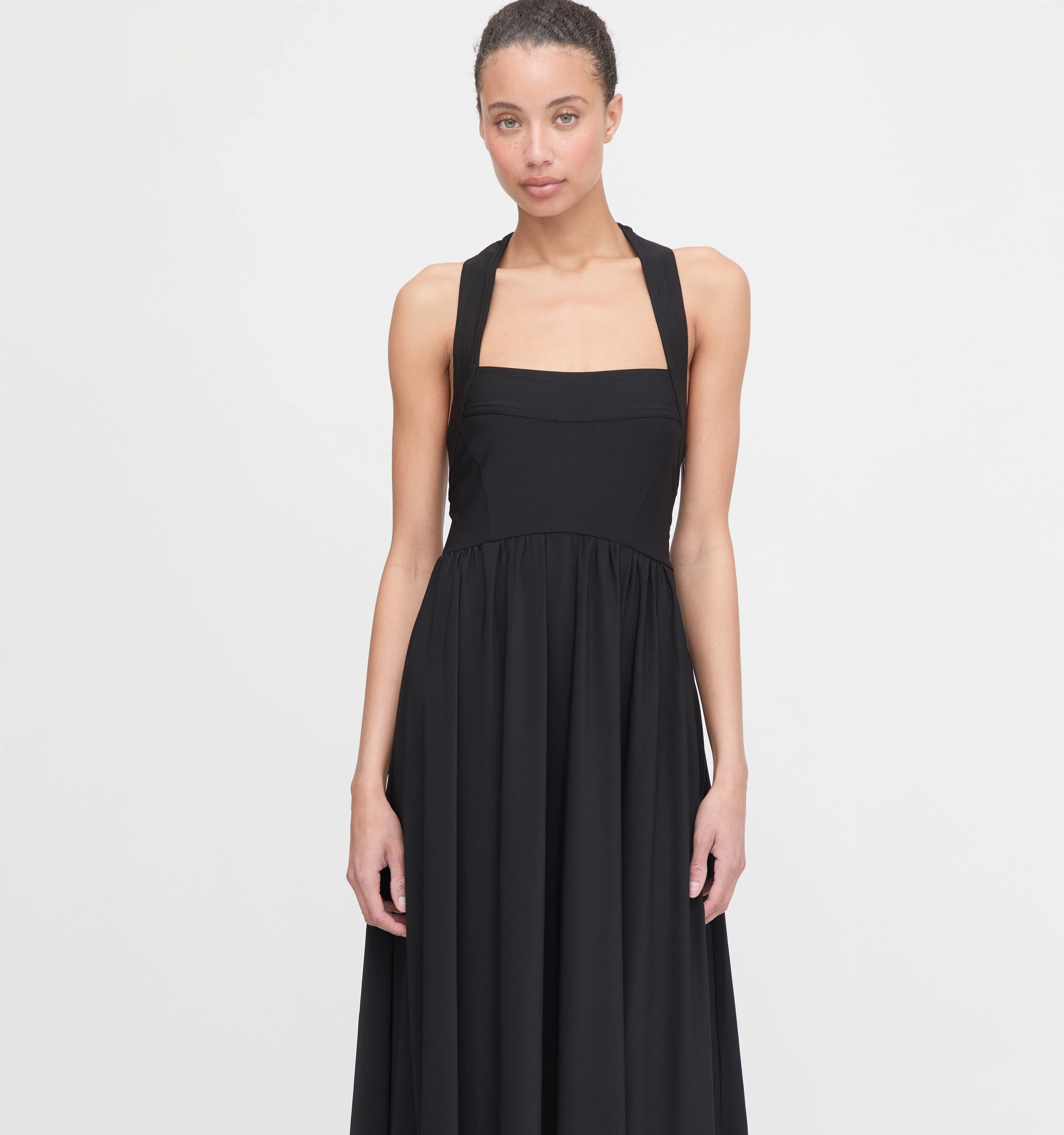 The Fleur Midi Dress - Black Jersey - 1