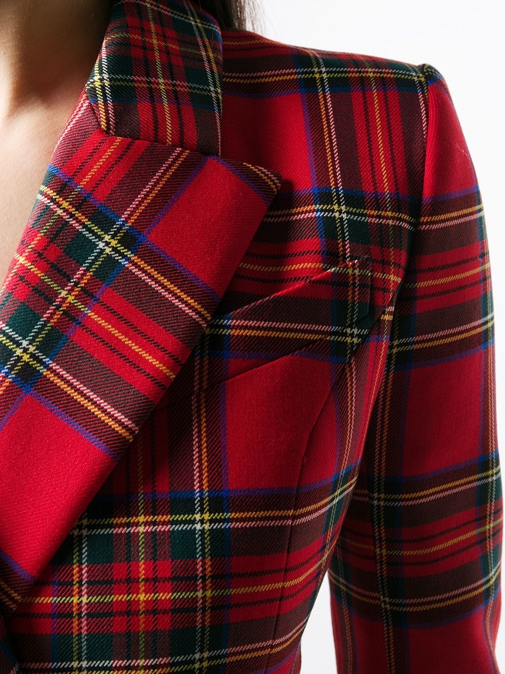 double-breasted tartan check dress - 5