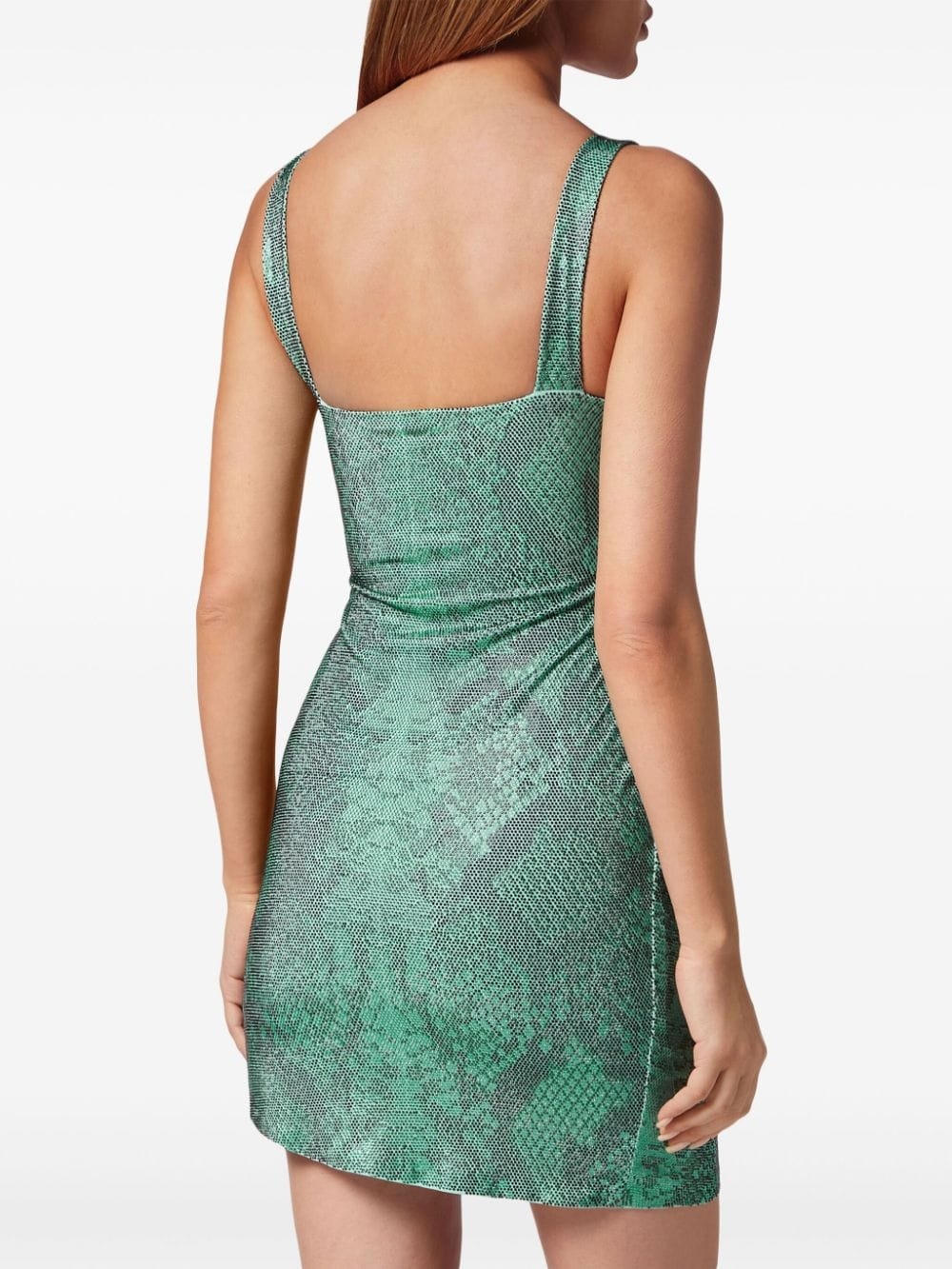 rhinestone-embellished draped minidress - 3